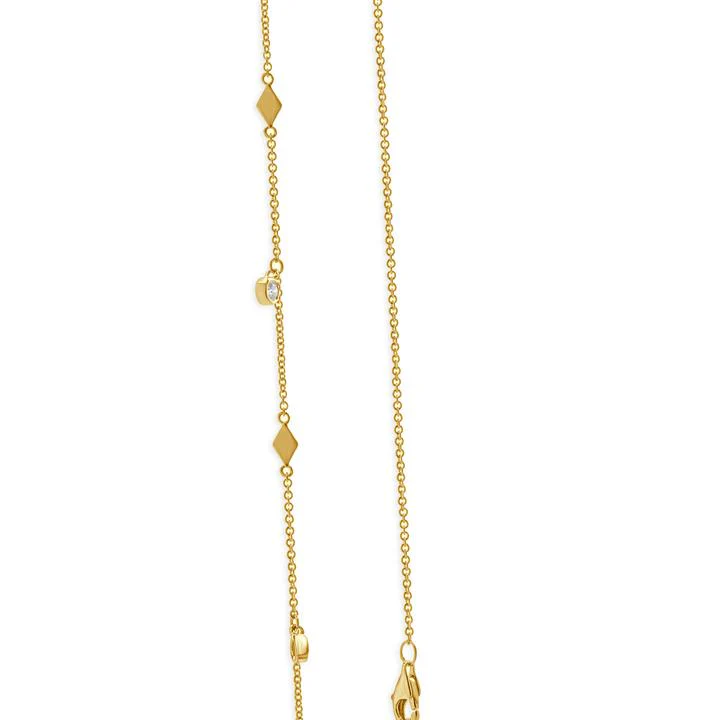 14 Karat Yellow Gold Diamond By The Yard Station Necklace - Image 3