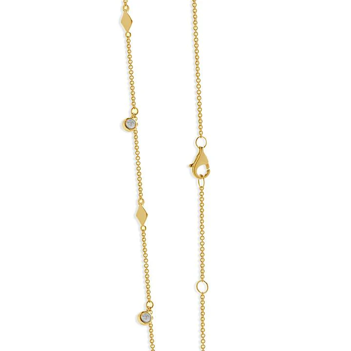 14 Karat Yellow Gold Diamond By The Yard Station Necklace - Image 4