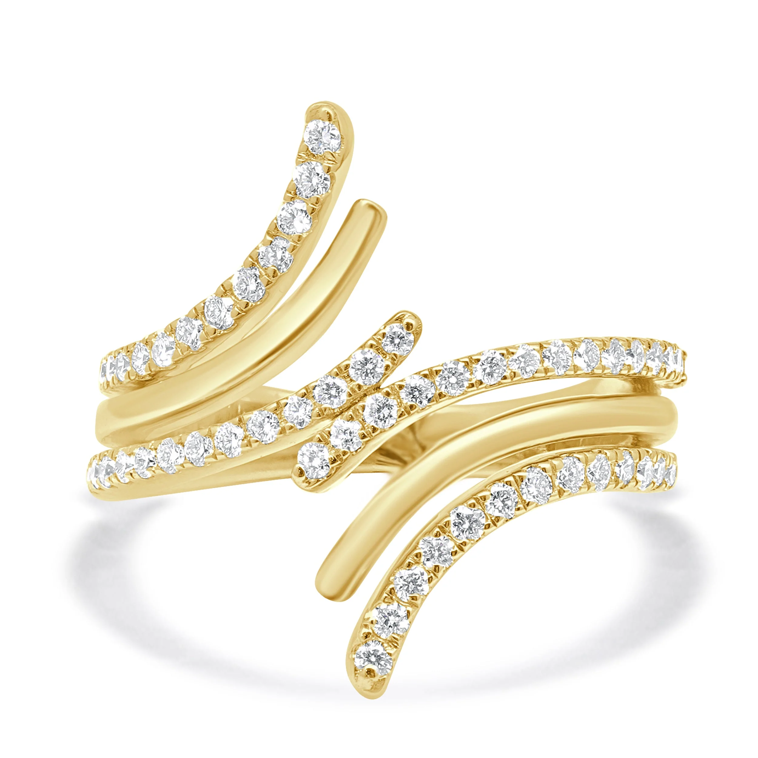 14 Karat Yellow Gold Diamond Bypass Ring