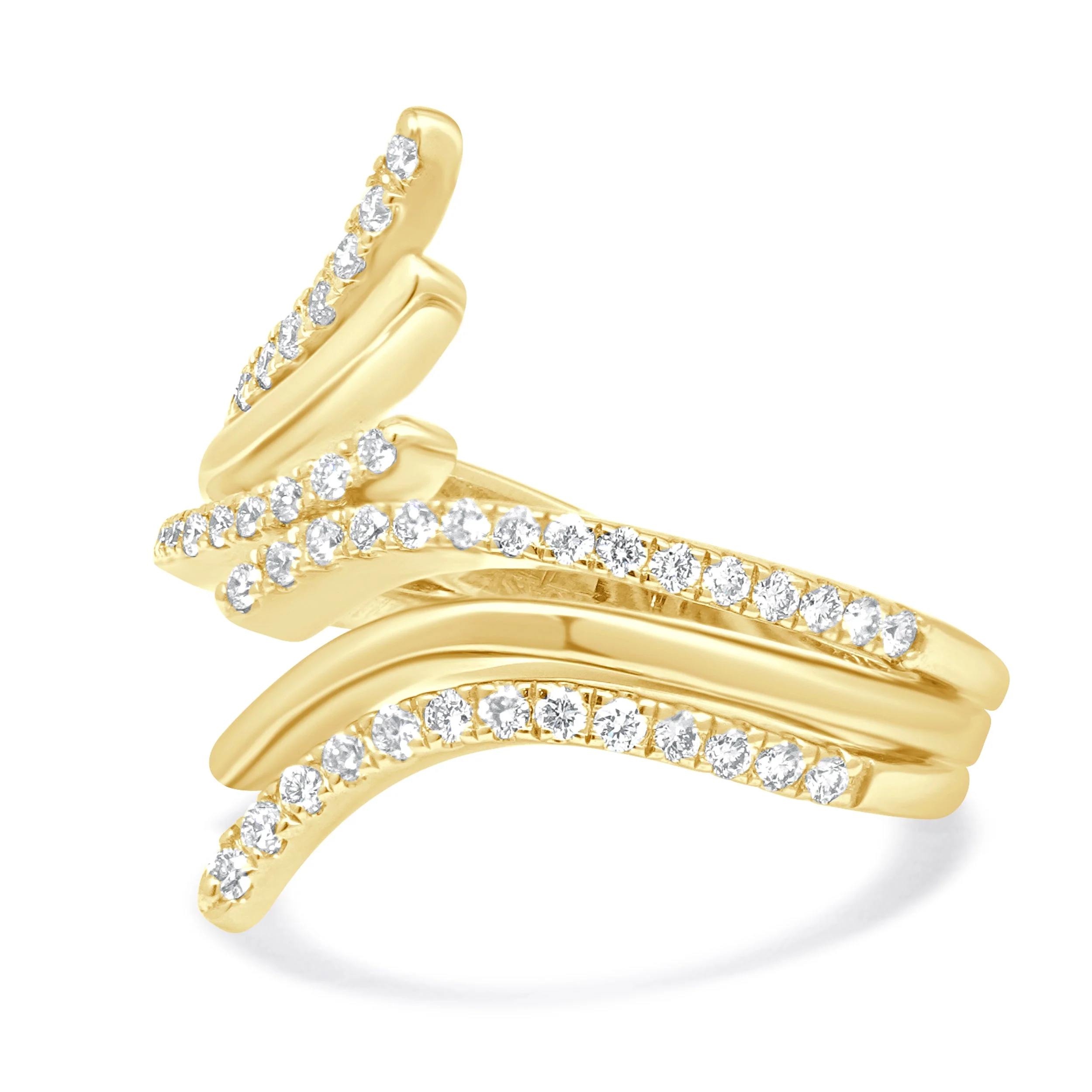14 Karat Yellow Gold Diamond Bypass Ring - Image 2