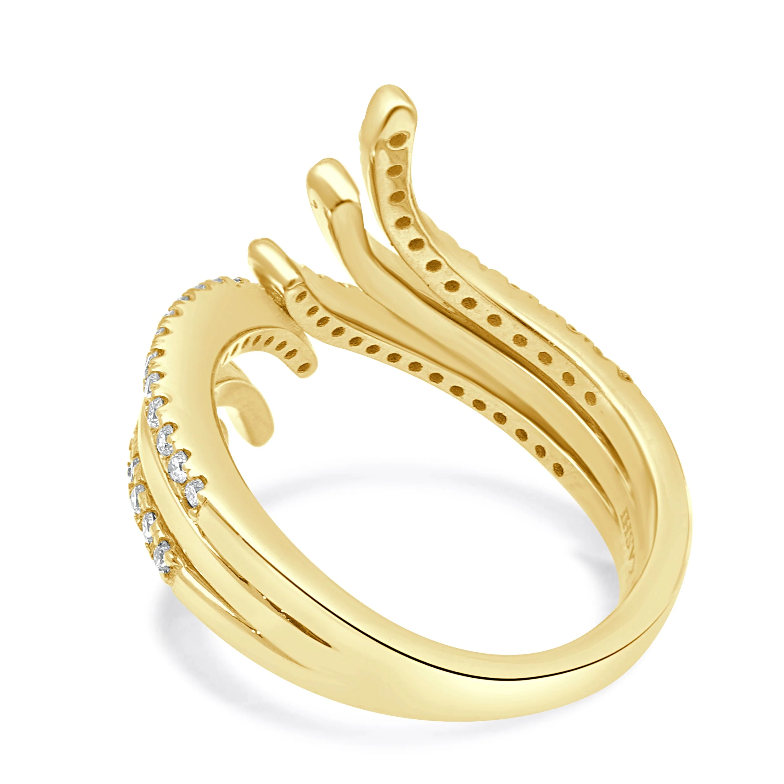 14 Karat Yellow Gold Diamond Bypass Ring - Image 3