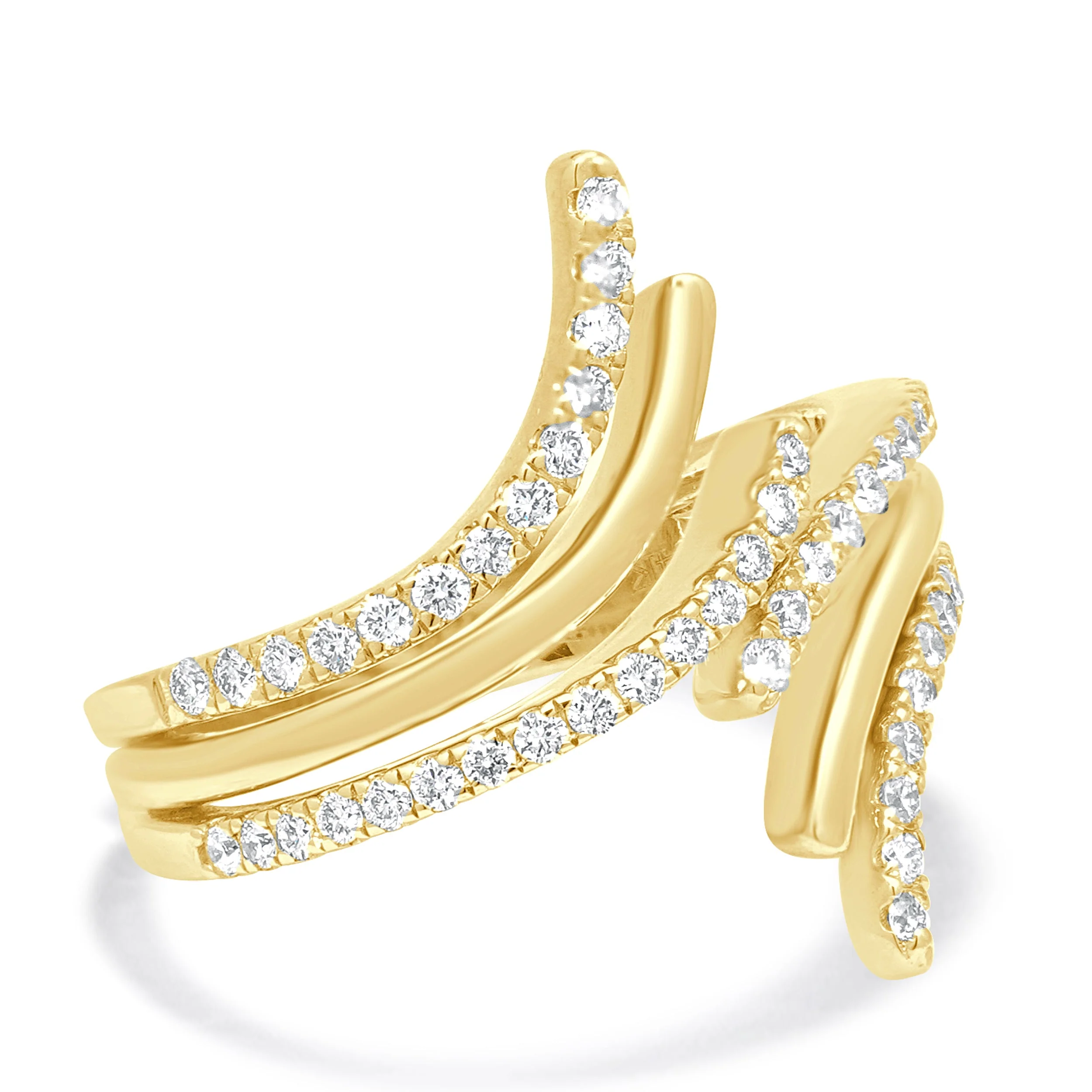 14 Karat Yellow Gold Diamond Bypass Ring - Image 4