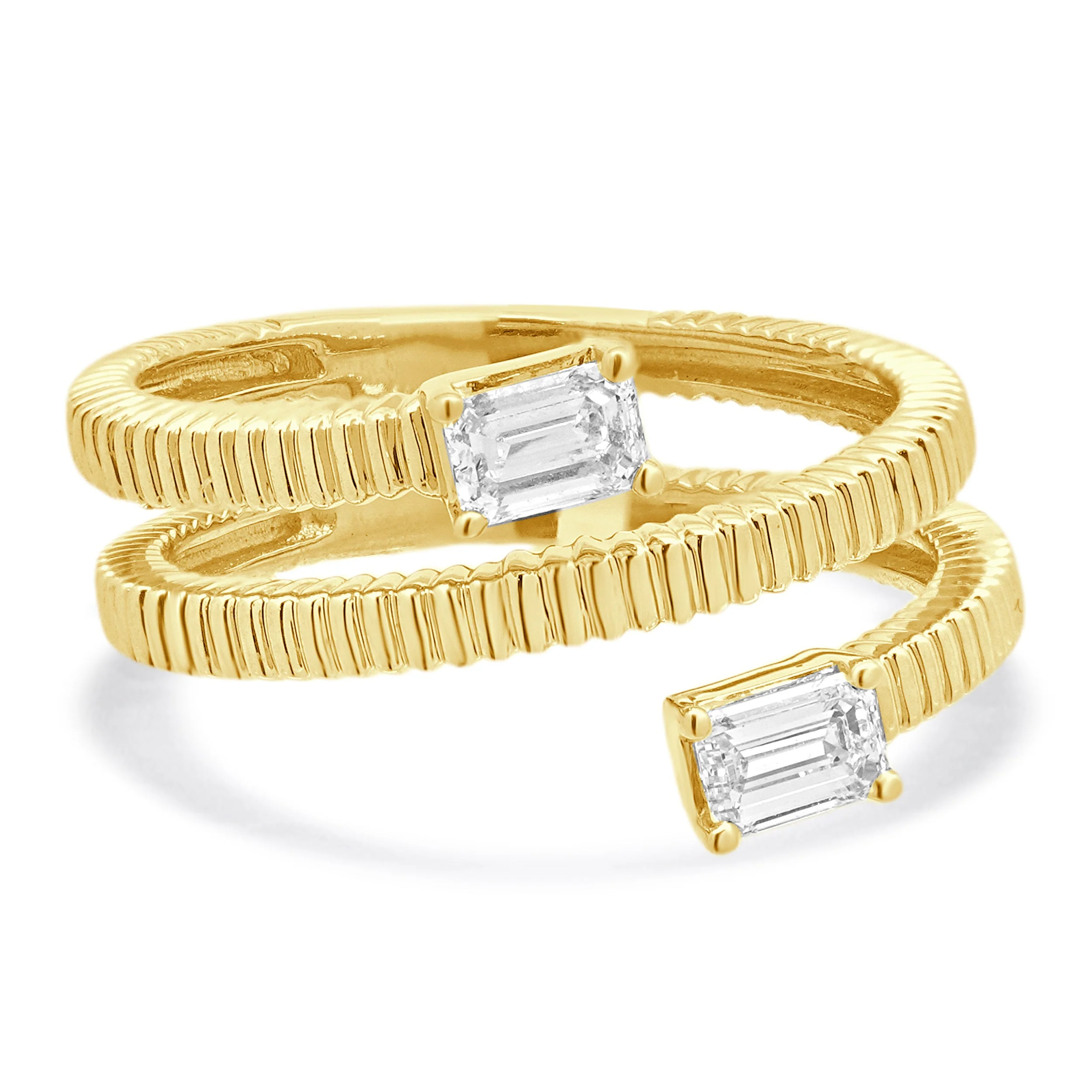 14 Karat Yellow Gold Diamond Bypass Ring - Image 2