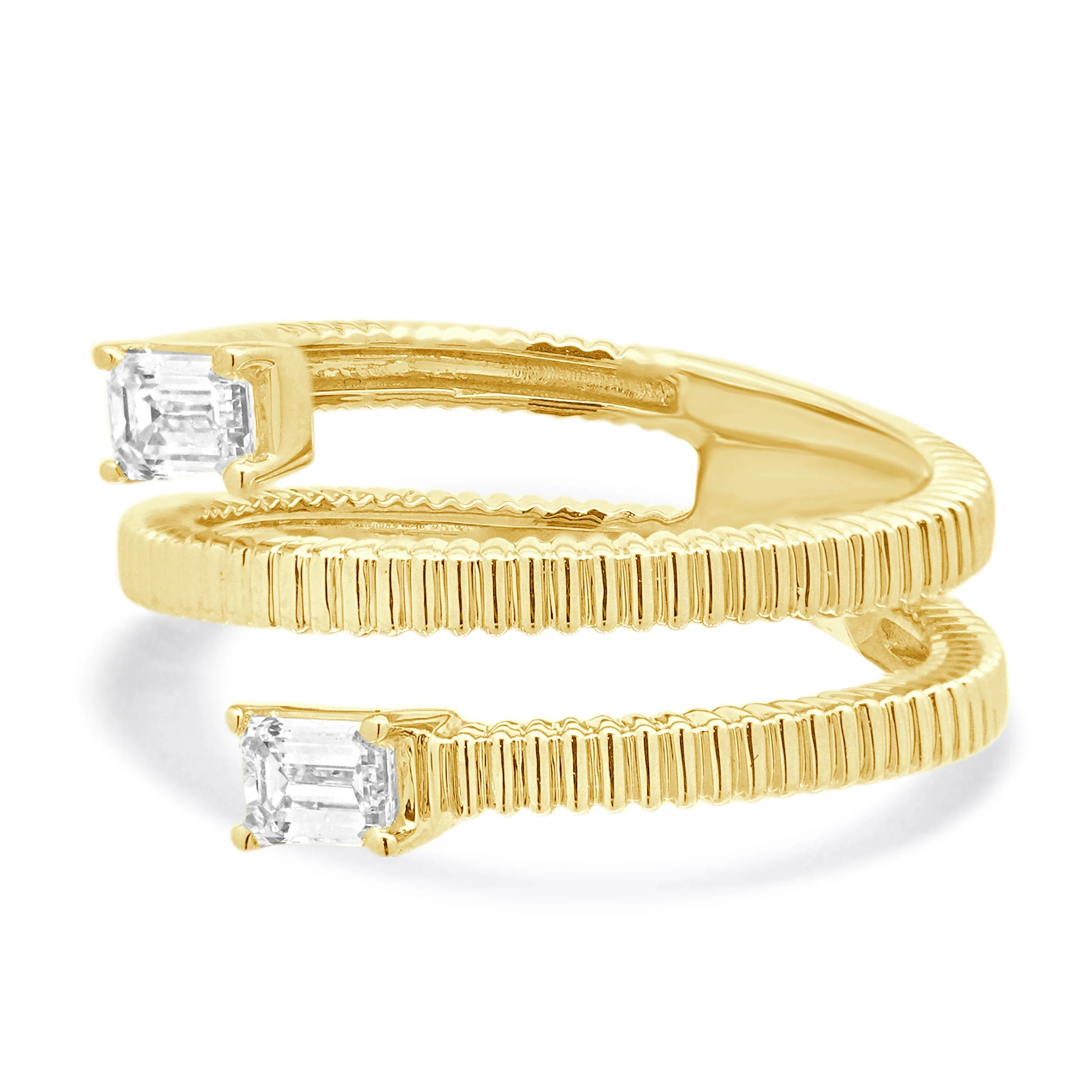 14 Karat Yellow Gold Diamond Bypass Ring - Image 4