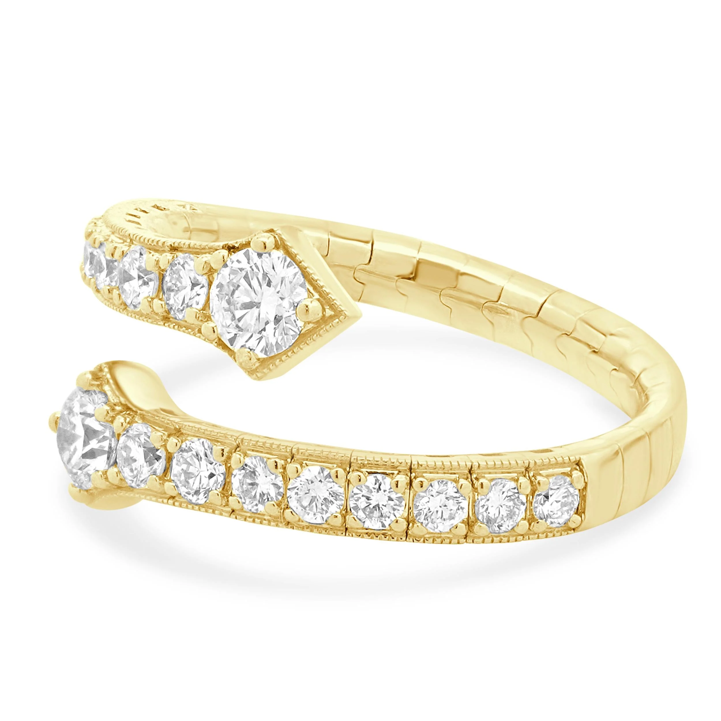 14 Karat Yellow Gold Diamond Bypass Serpenti Ring - Image 2