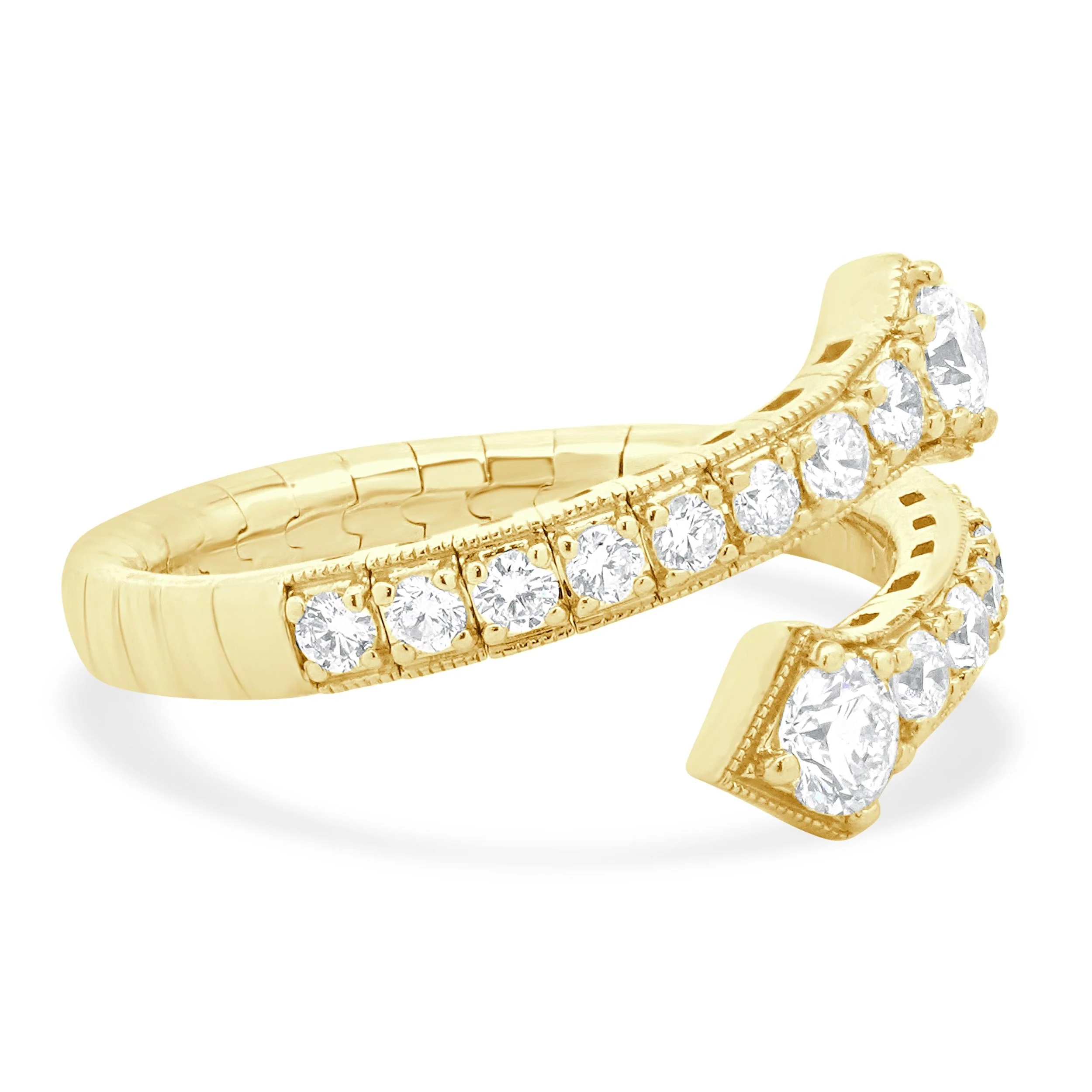 14 Karat Yellow Gold Diamond Bypass Serpenti Ring - Image 3