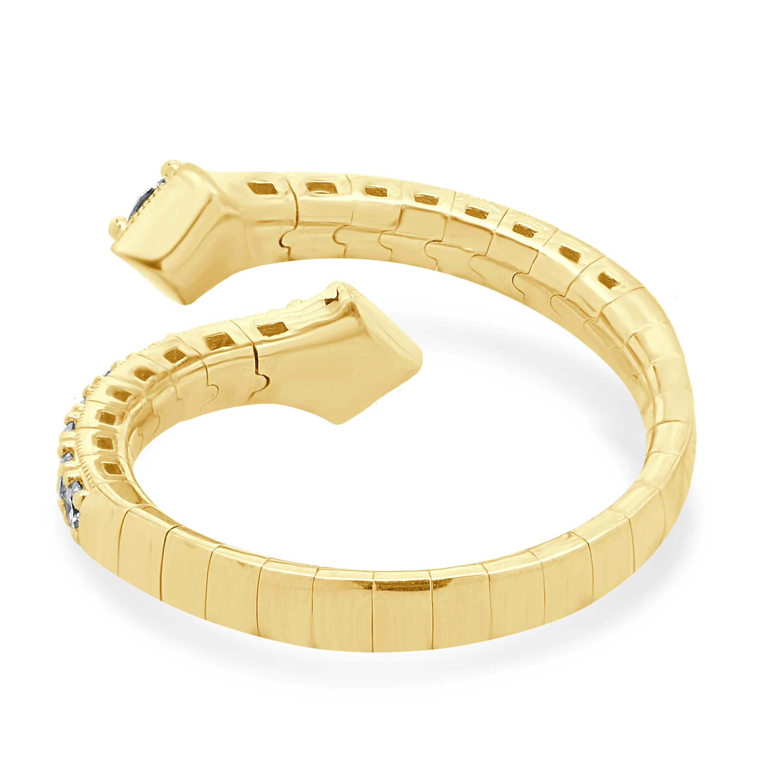 14 Karat Yellow Gold Diamond Bypass Serpenti Ring - Image 4