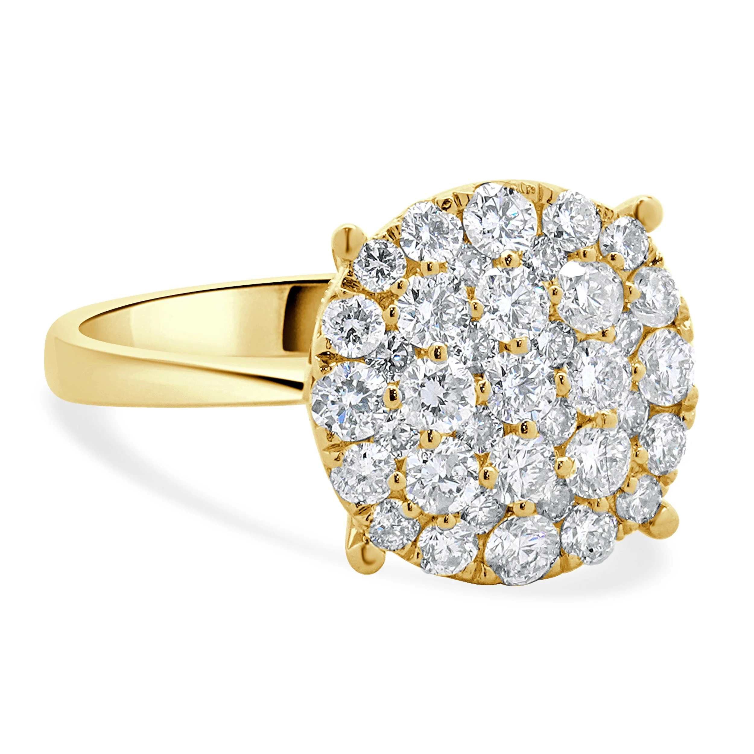 14 Karat Yellow Gold Diamond Cluster Engagement Ring - Image 4