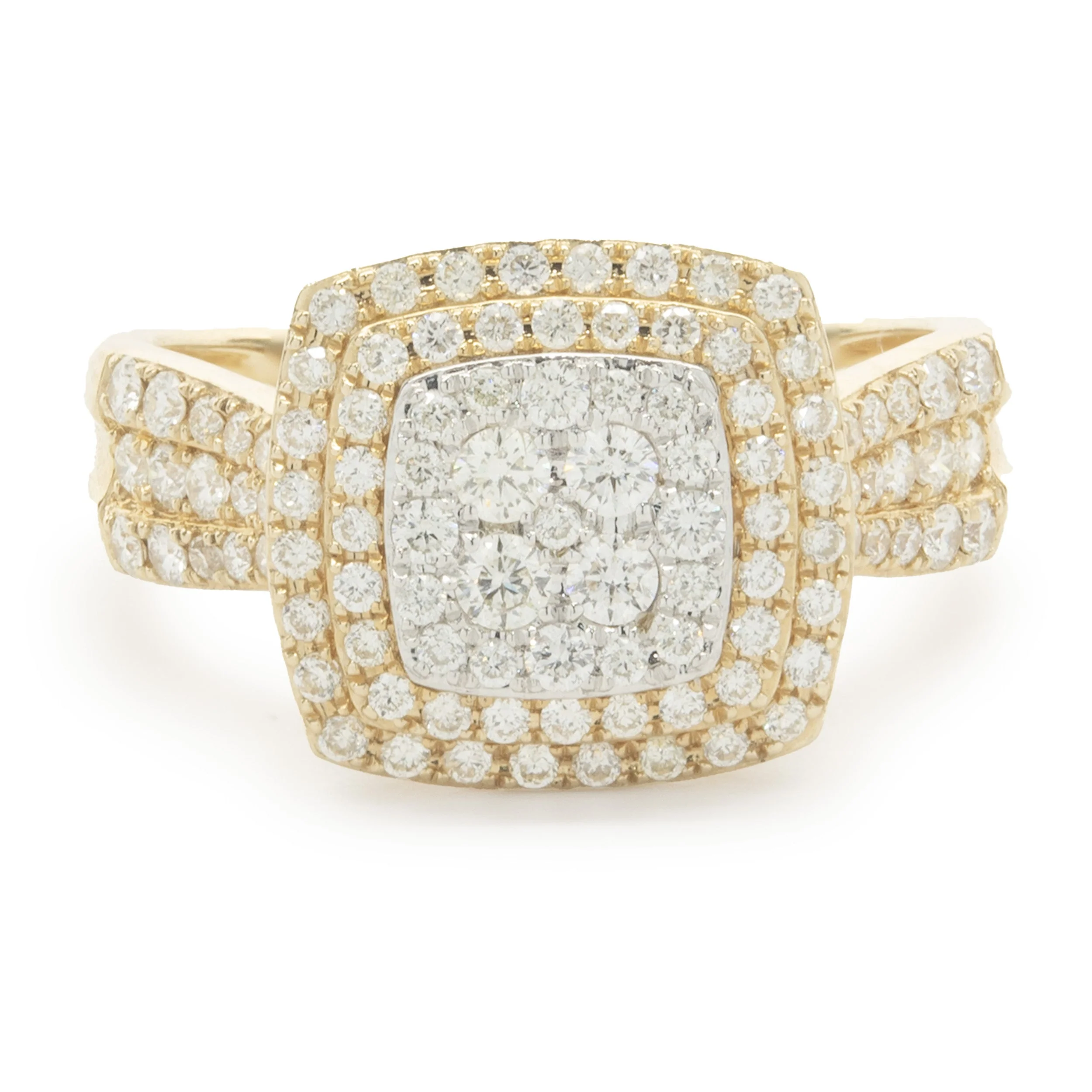 14 Karat Yellow Gold Diamond Cluster Ring