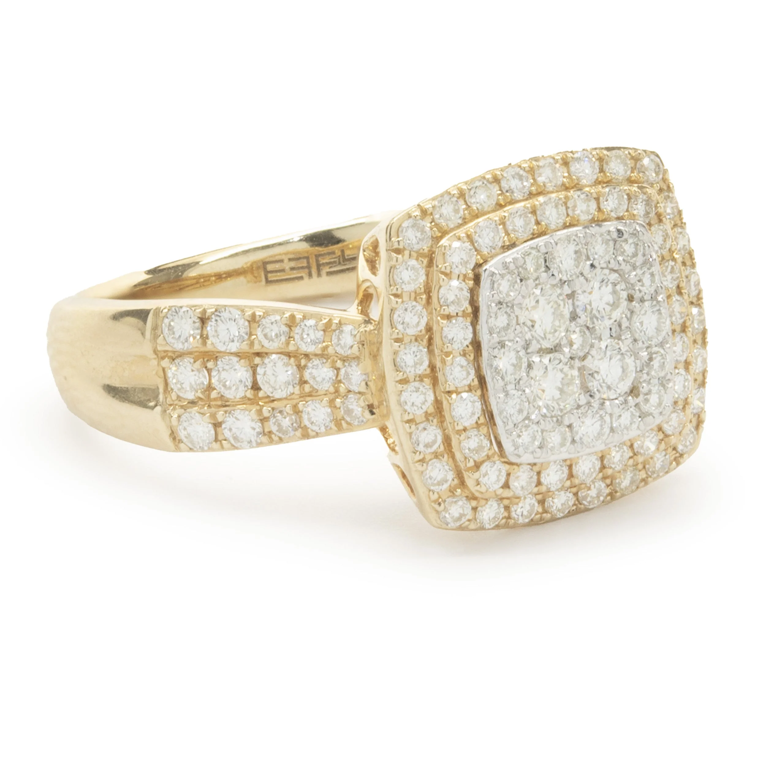 14 Karat Yellow Gold Diamond Cluster Ring - Image 2
