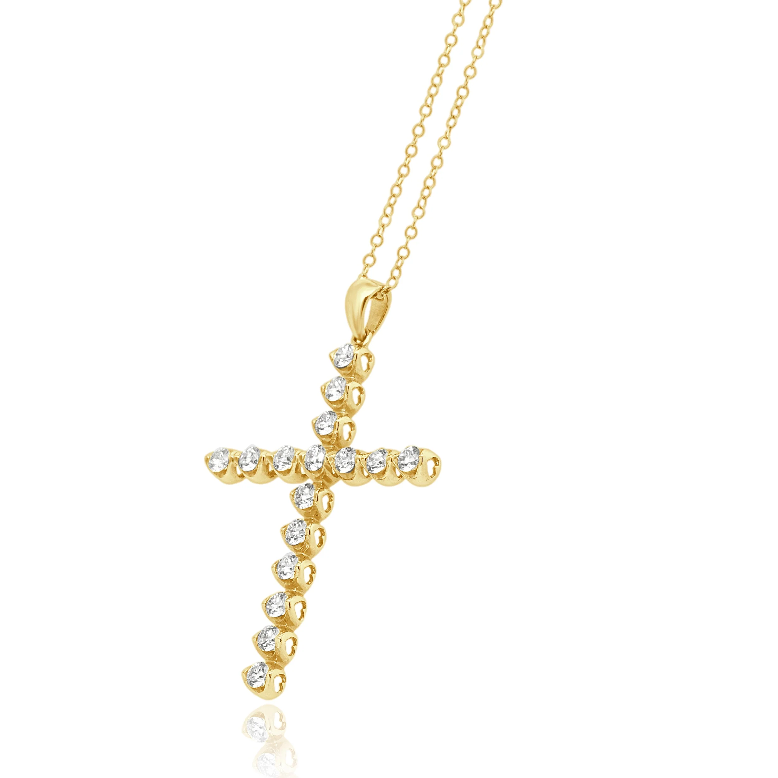 14 Karat Yellow Gold Diamond Cross Necklace - Image 2
