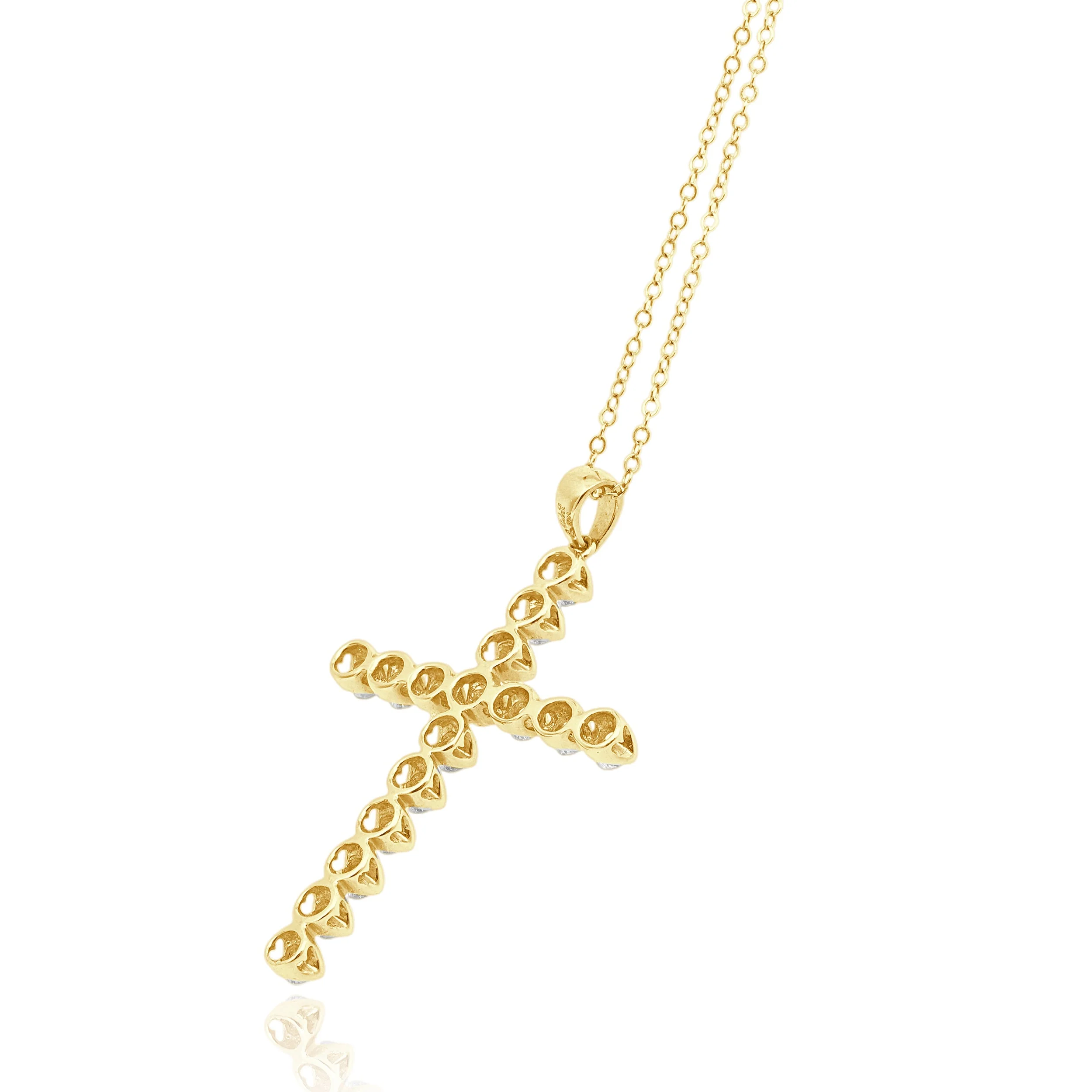 14 Karat Yellow Gold Diamond Cross Necklace - Image 3
