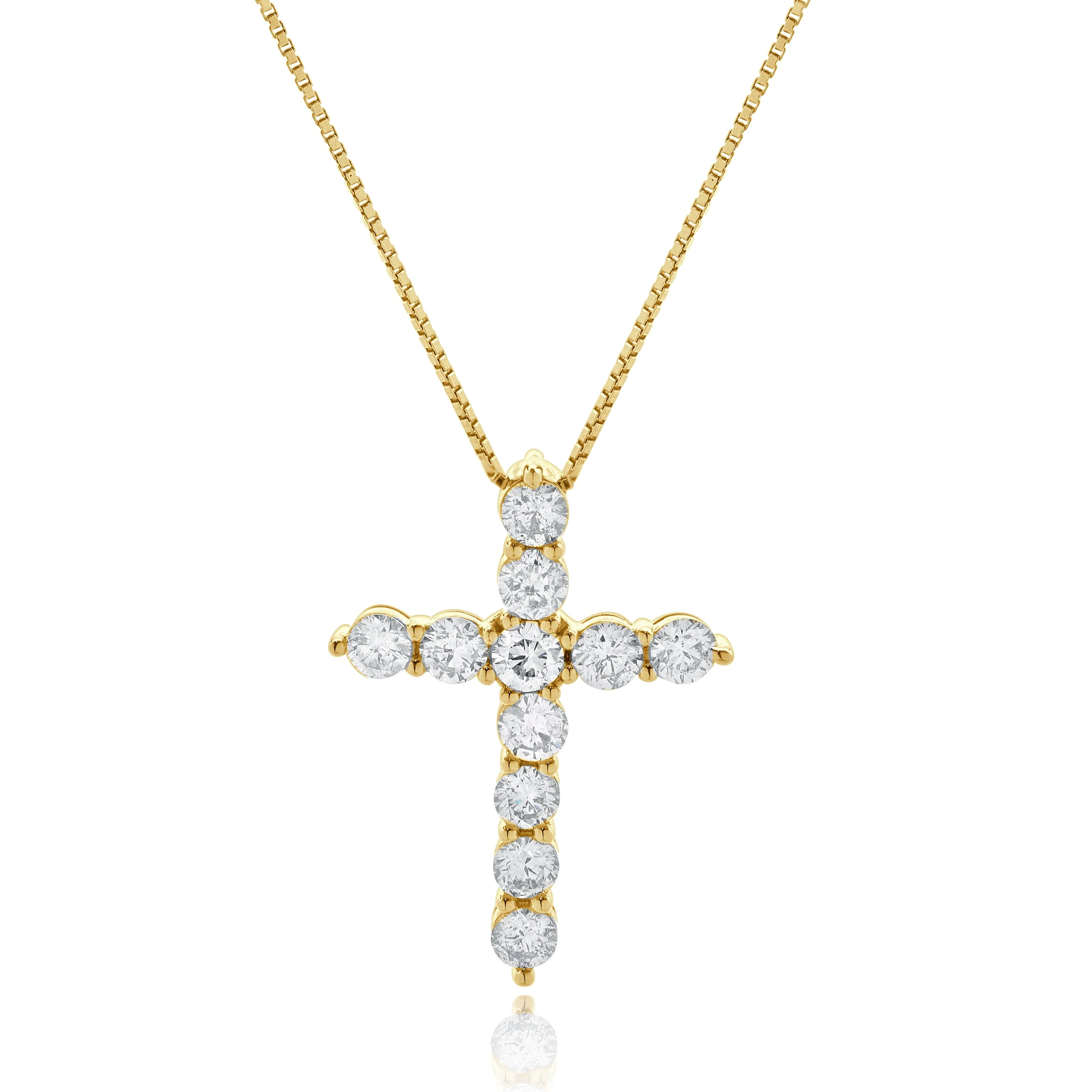 14 Karat Yellow Gold Diamond Cross Necklace - Image 2