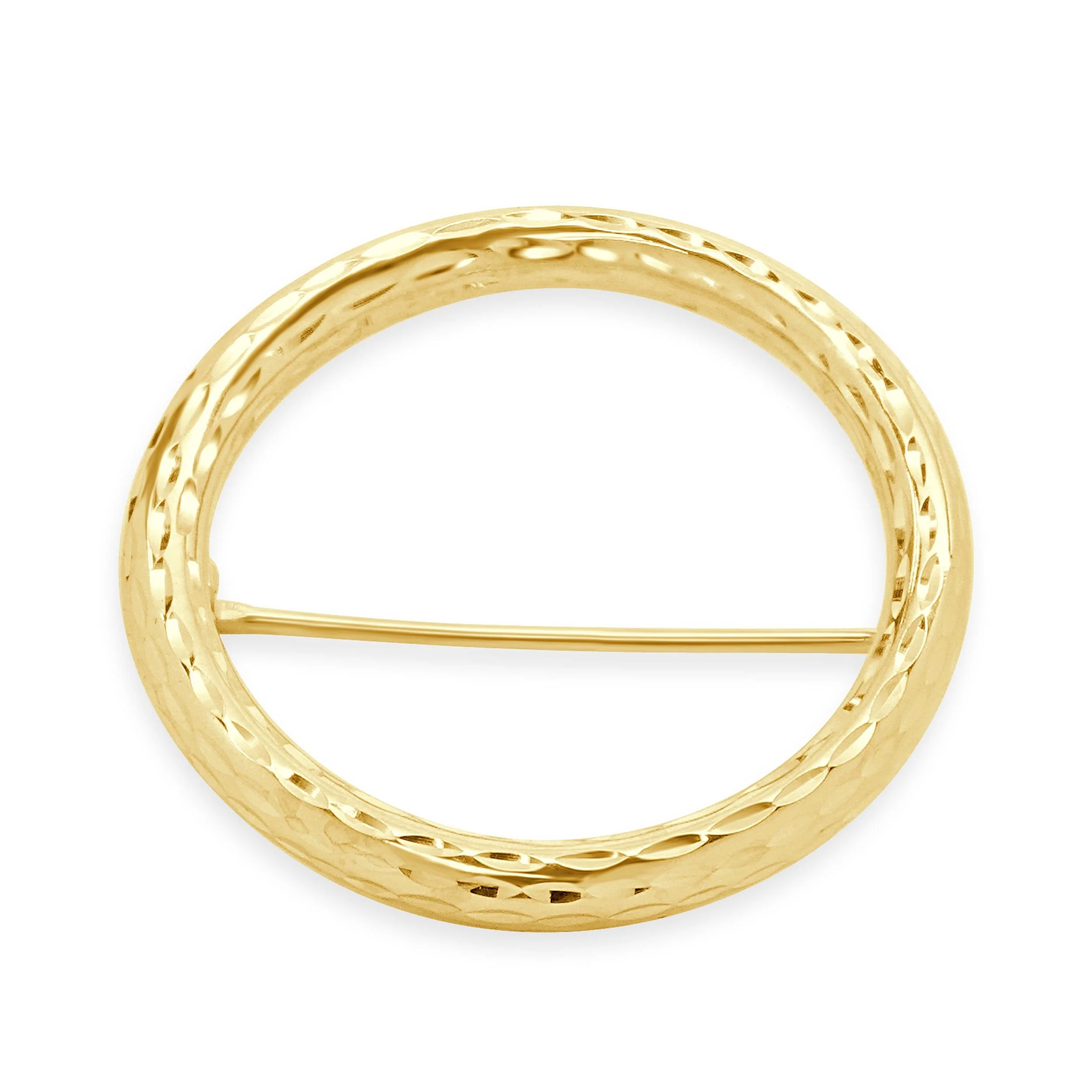 14 Karat Yellow Gold Diamond Cut Open Circle Pin