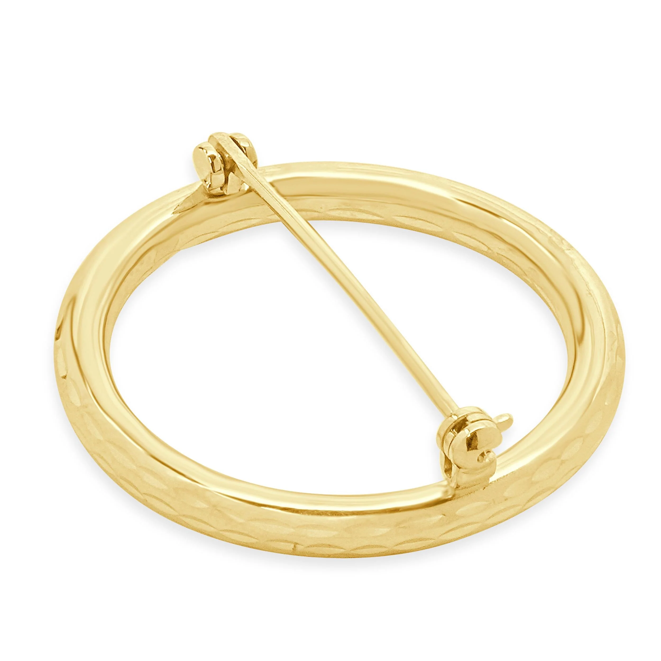 14 Karat Yellow Gold Diamond Cut Open Circle Pin - Image 2