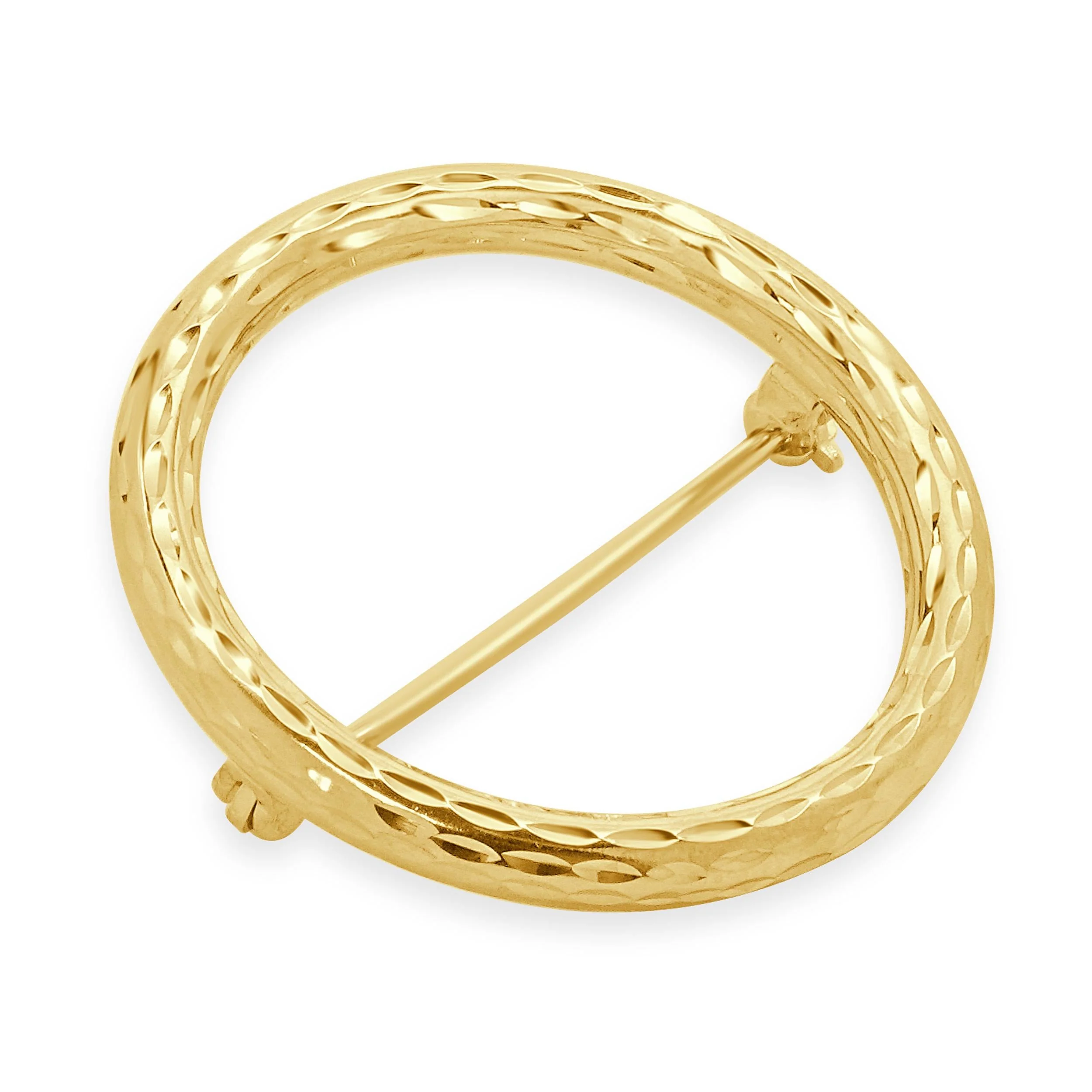 14 Karat Yellow Gold Diamond Cut Open Circle Pin - Image 3