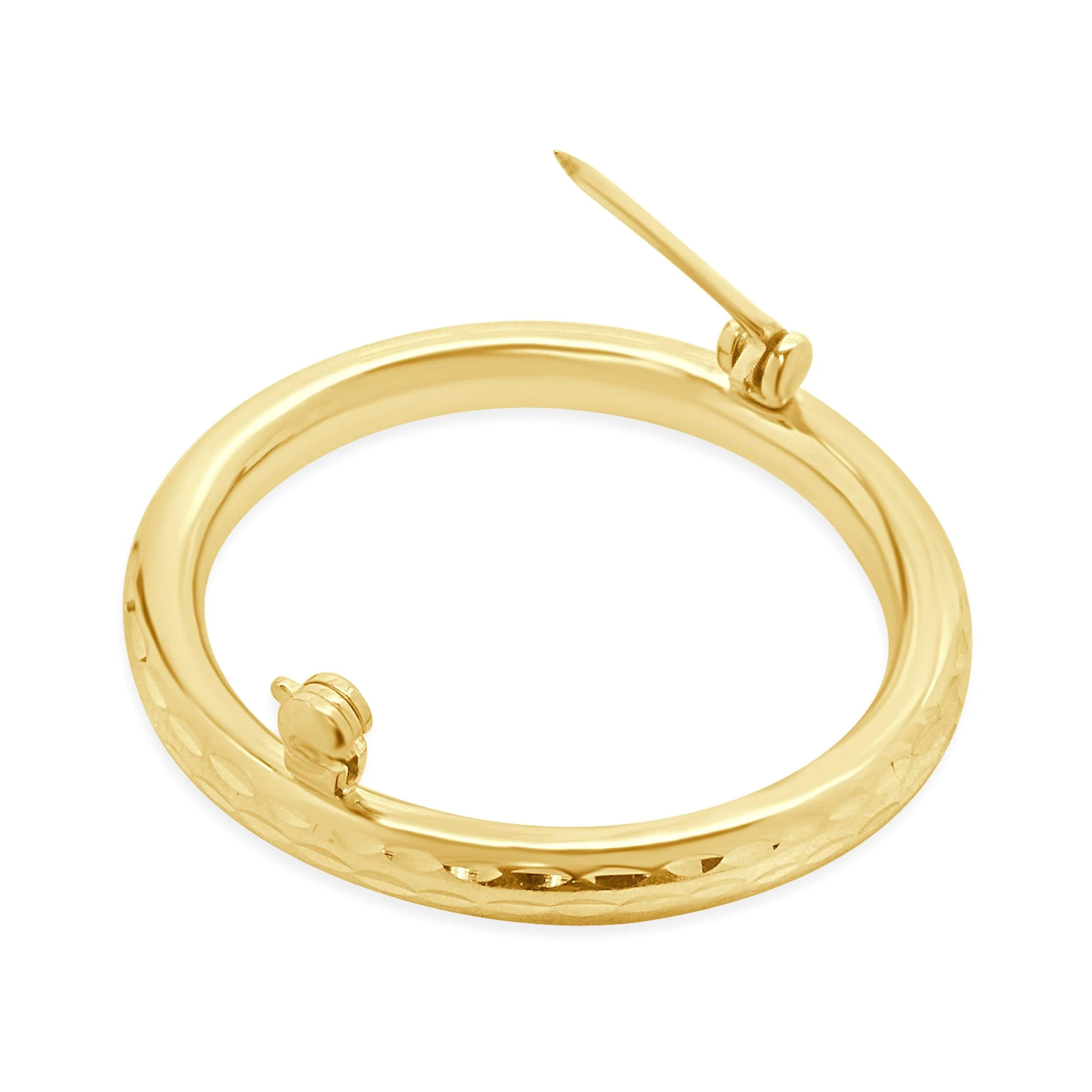 14 Karat Yellow Gold Diamond Cut Open Circle Pin - Image 4