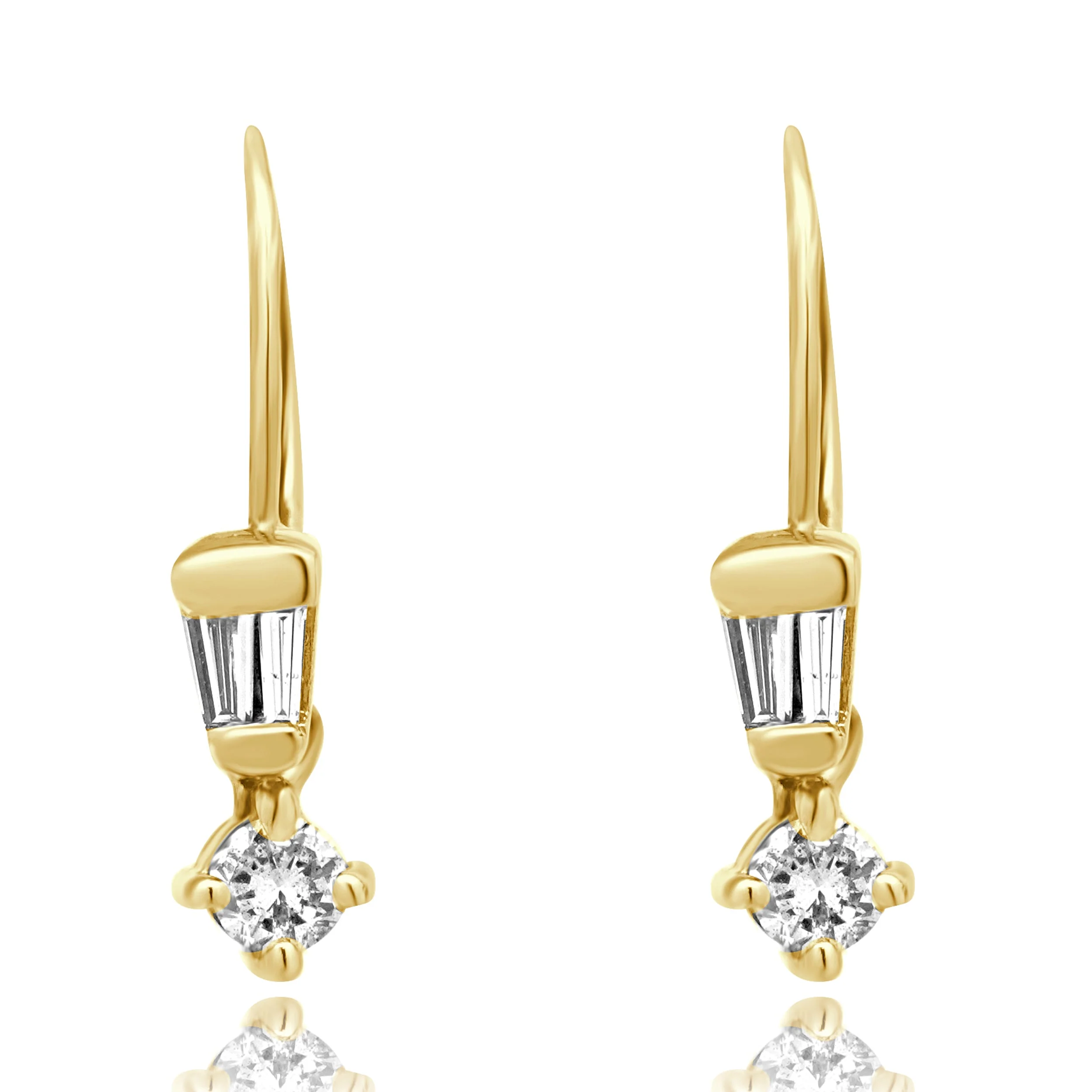 14 Karat Yellow Gold Diamond Drop Earrings