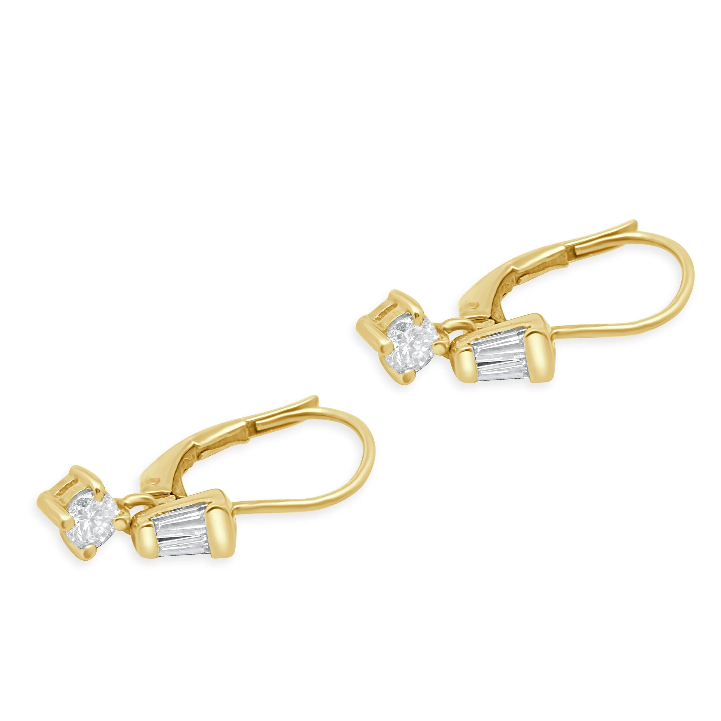 14 Karat Yellow Gold Diamond Drop Earrings - Image 2