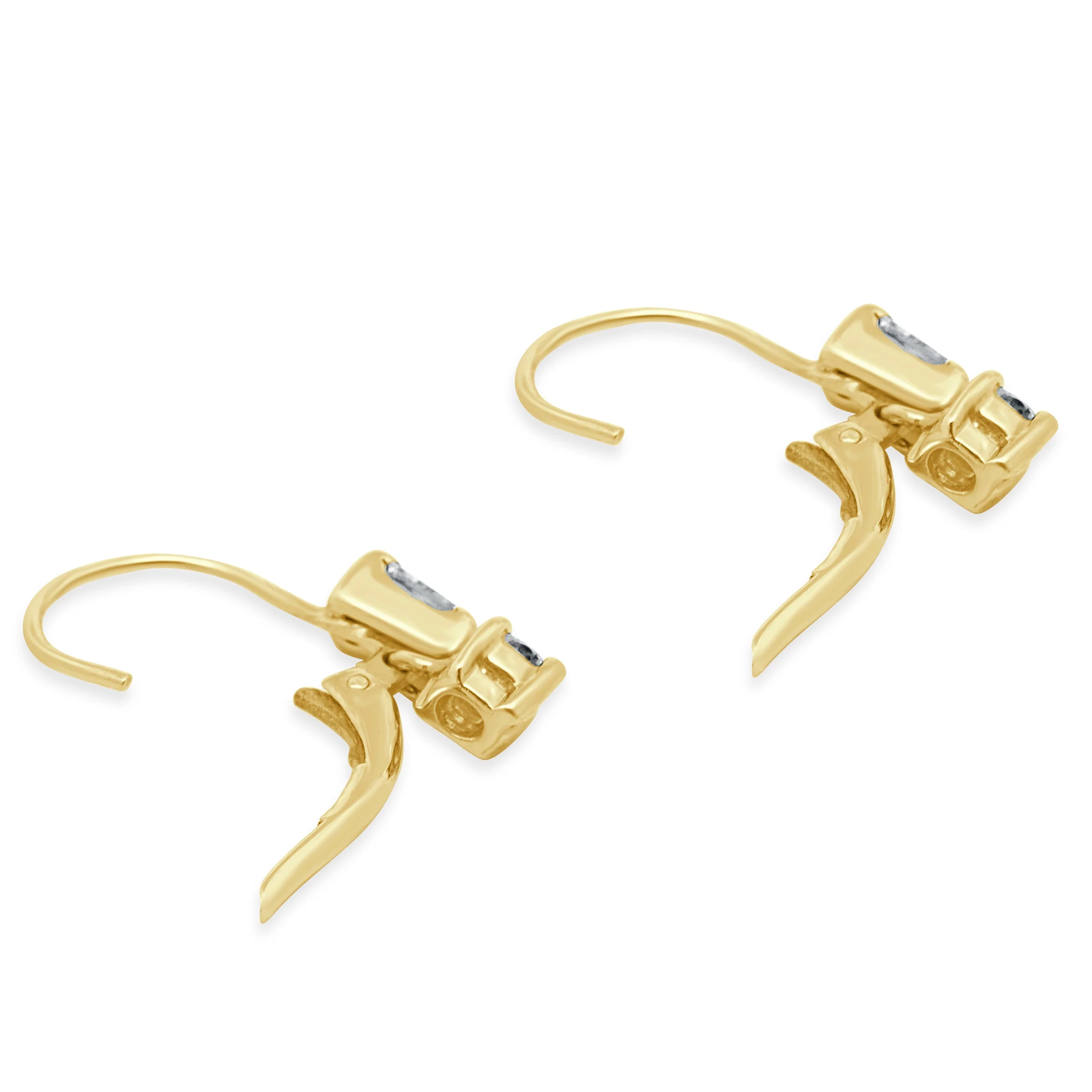 14 Karat Yellow Gold Diamond Drop Earrings - Image 3