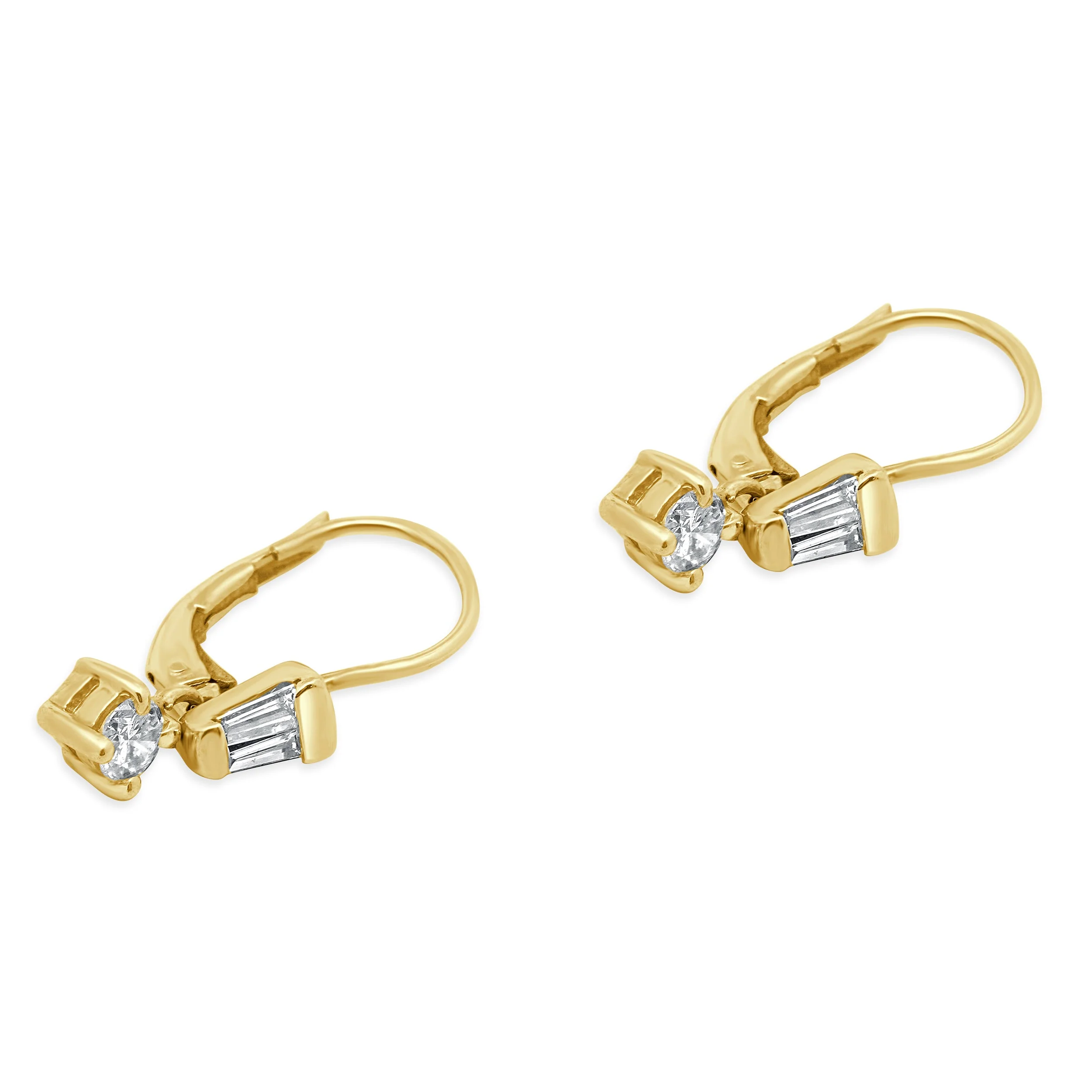 14 Karat Yellow Gold Diamond Drop Earrings - Image 4