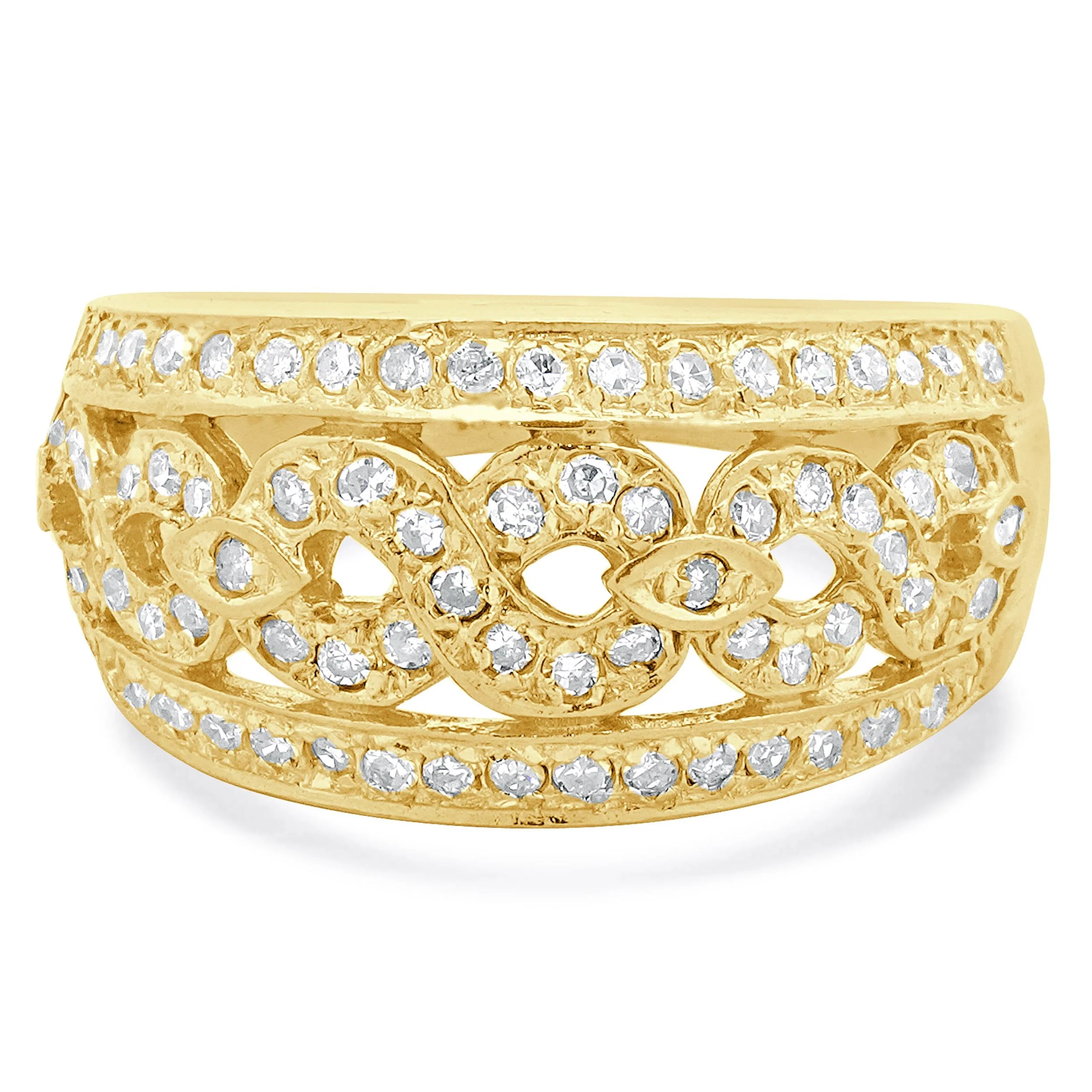 14 Karat Yellow Gold Diamond Figure 8 Ring