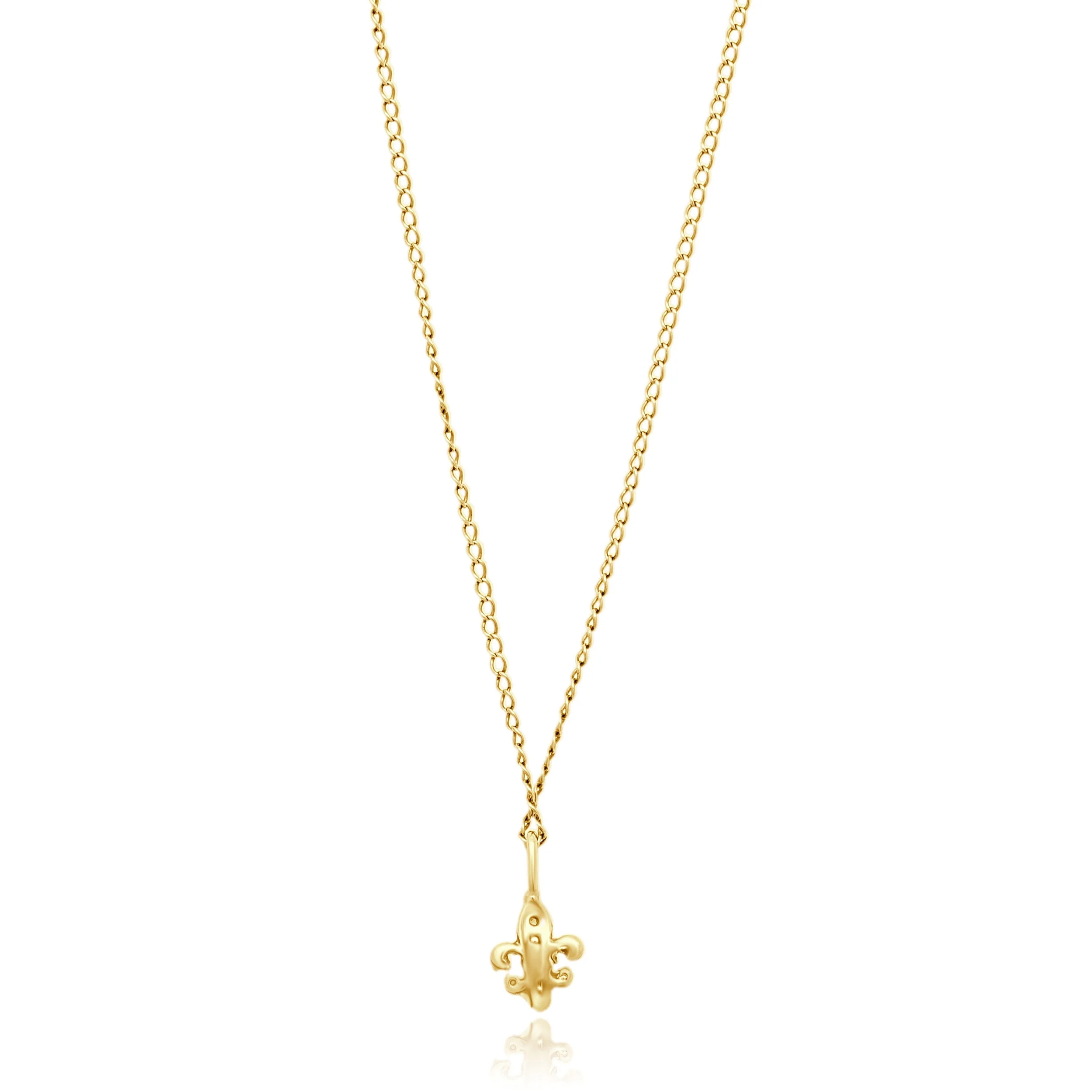 14 Karat Yellow Gold Diamond Fleur De Lis Necklace - Image 2