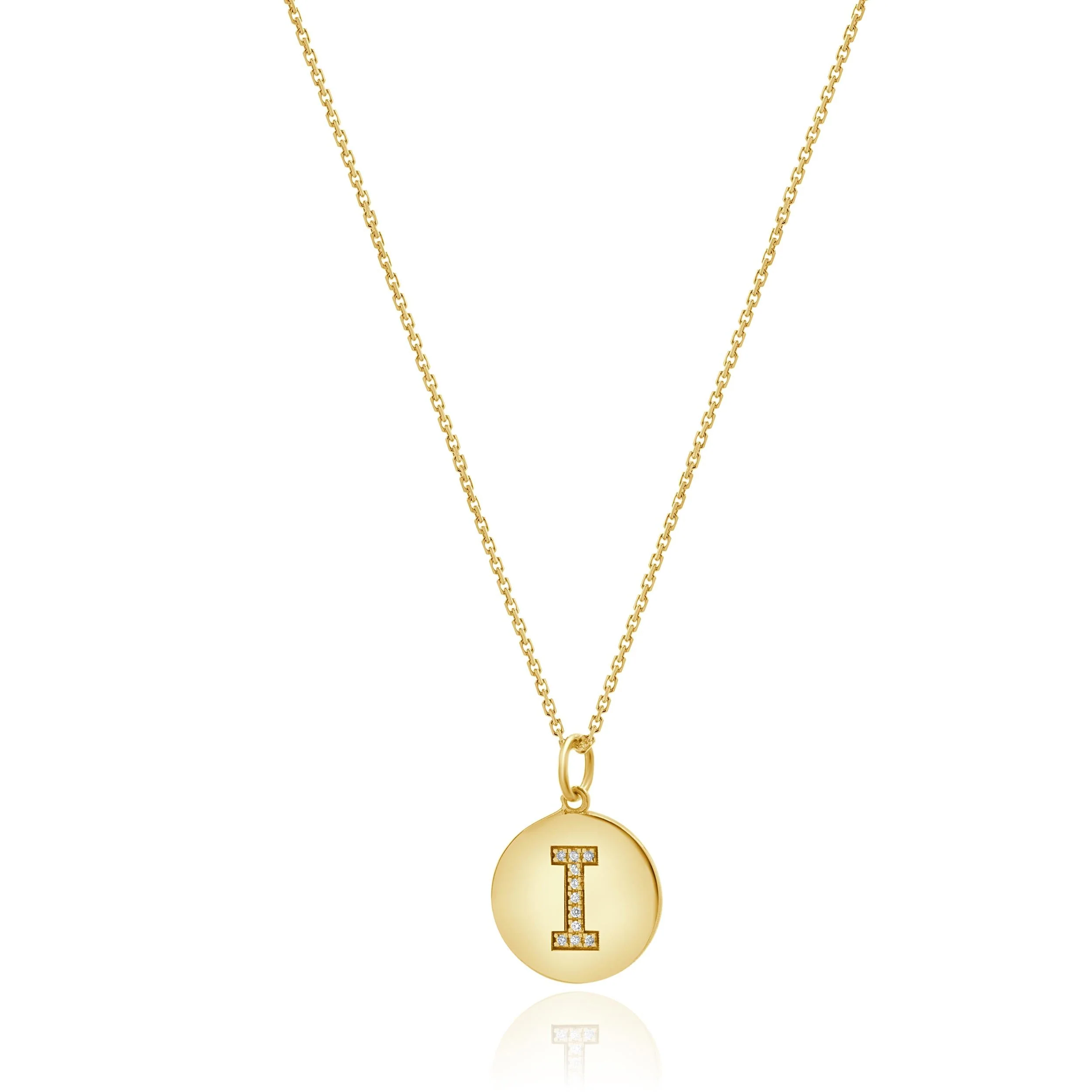 14 Karat Yellow Gold Diamond Initial I Necklace - Image 2