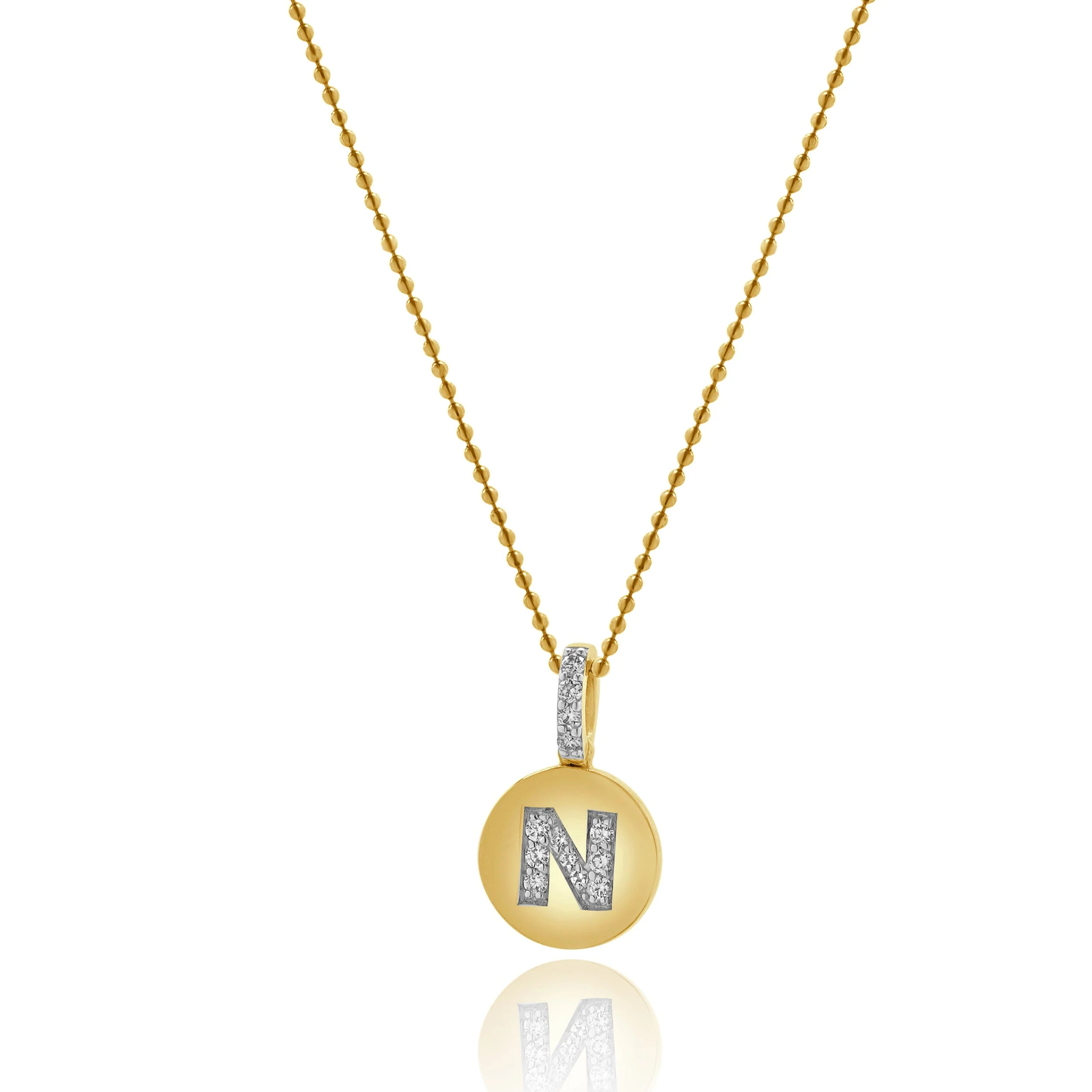 14 Karat Yellow Gold Diamond Initial N Necklace - Image 2