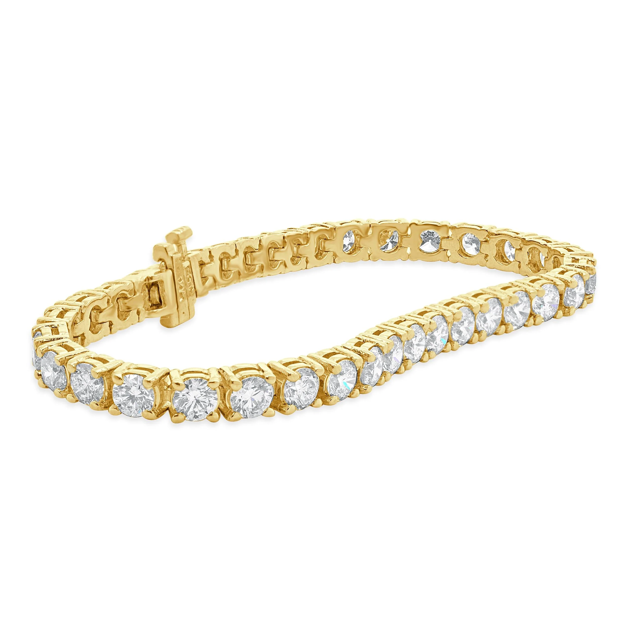 14 Karat Yellow Gold Diamond Inline Tennis Bracelet - Image 2