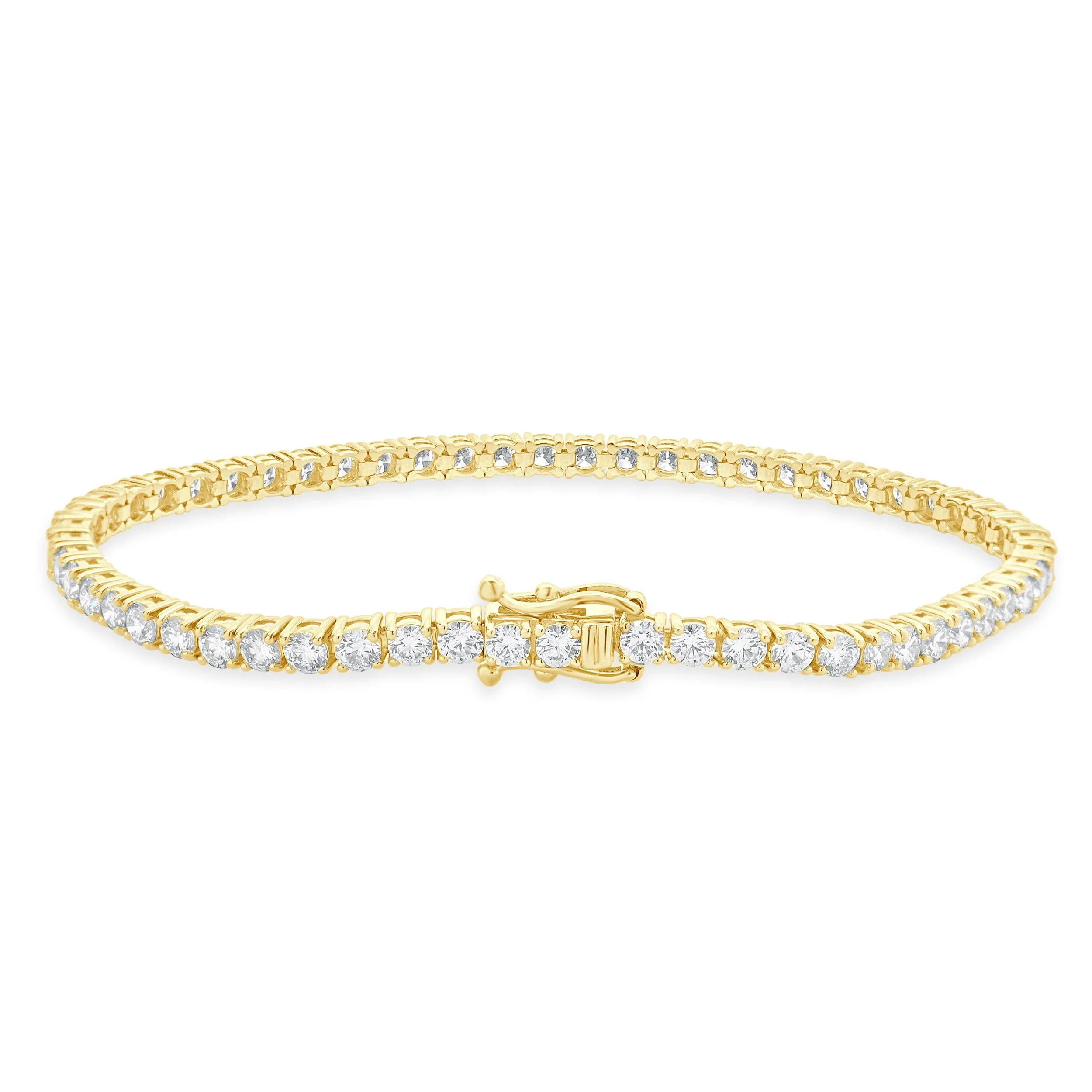 14 Karat Yellow Gold Diamond Inline Tennis Bracelet - Image 4