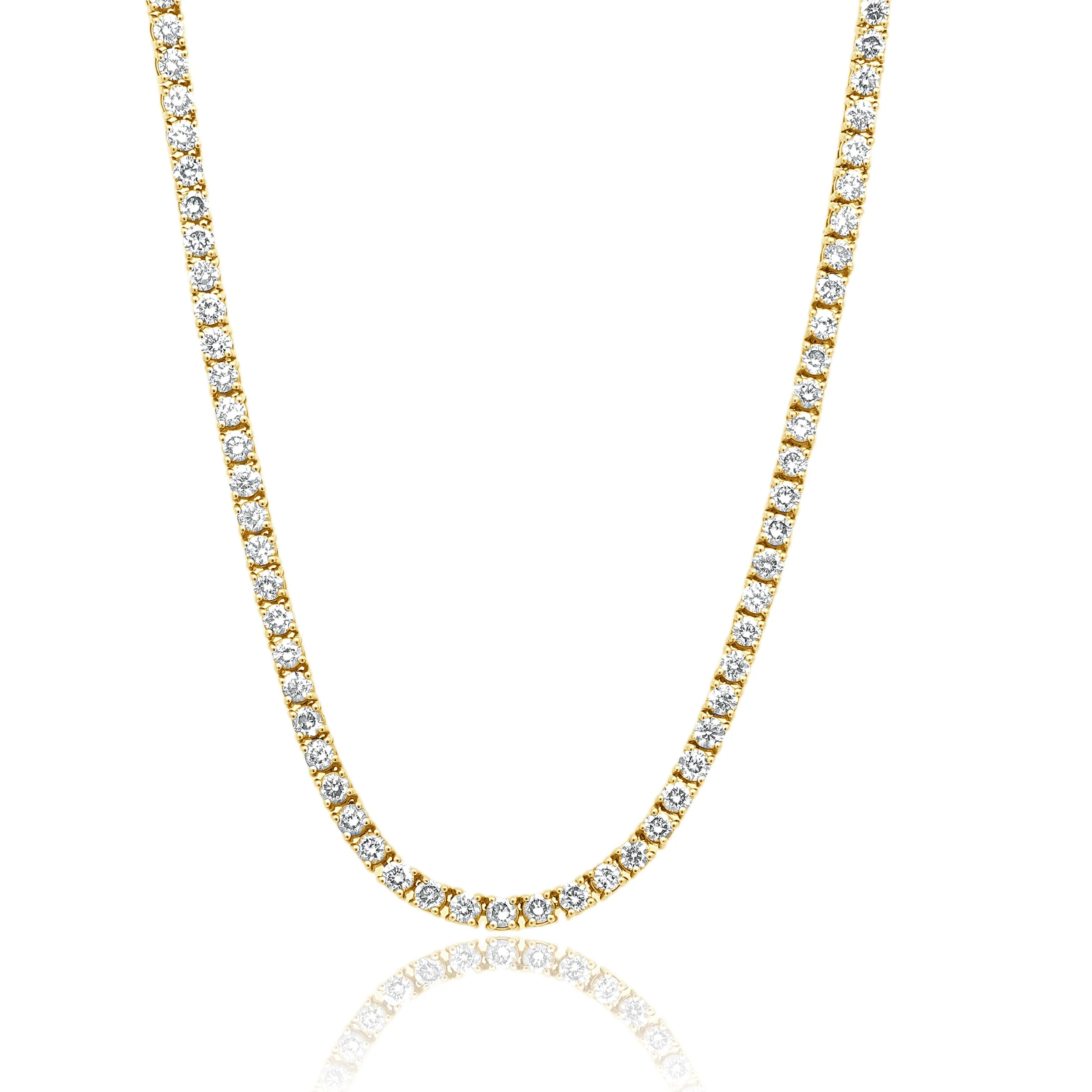 14 Karat Yellow Gold Diamond Inline Tennis Necklace
