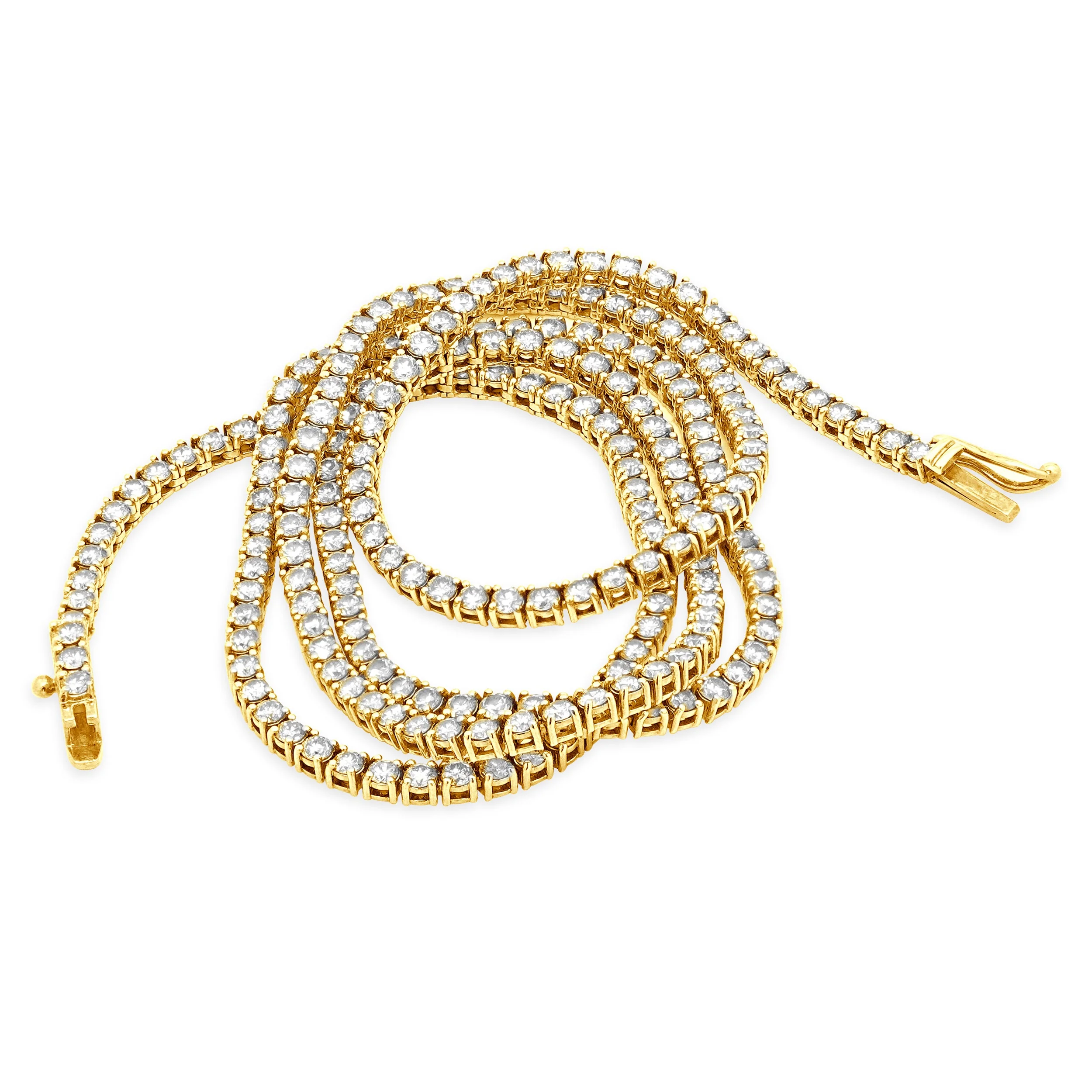 14 Karat Yellow Gold Diamond Inline Tennis Necklace - Image 2