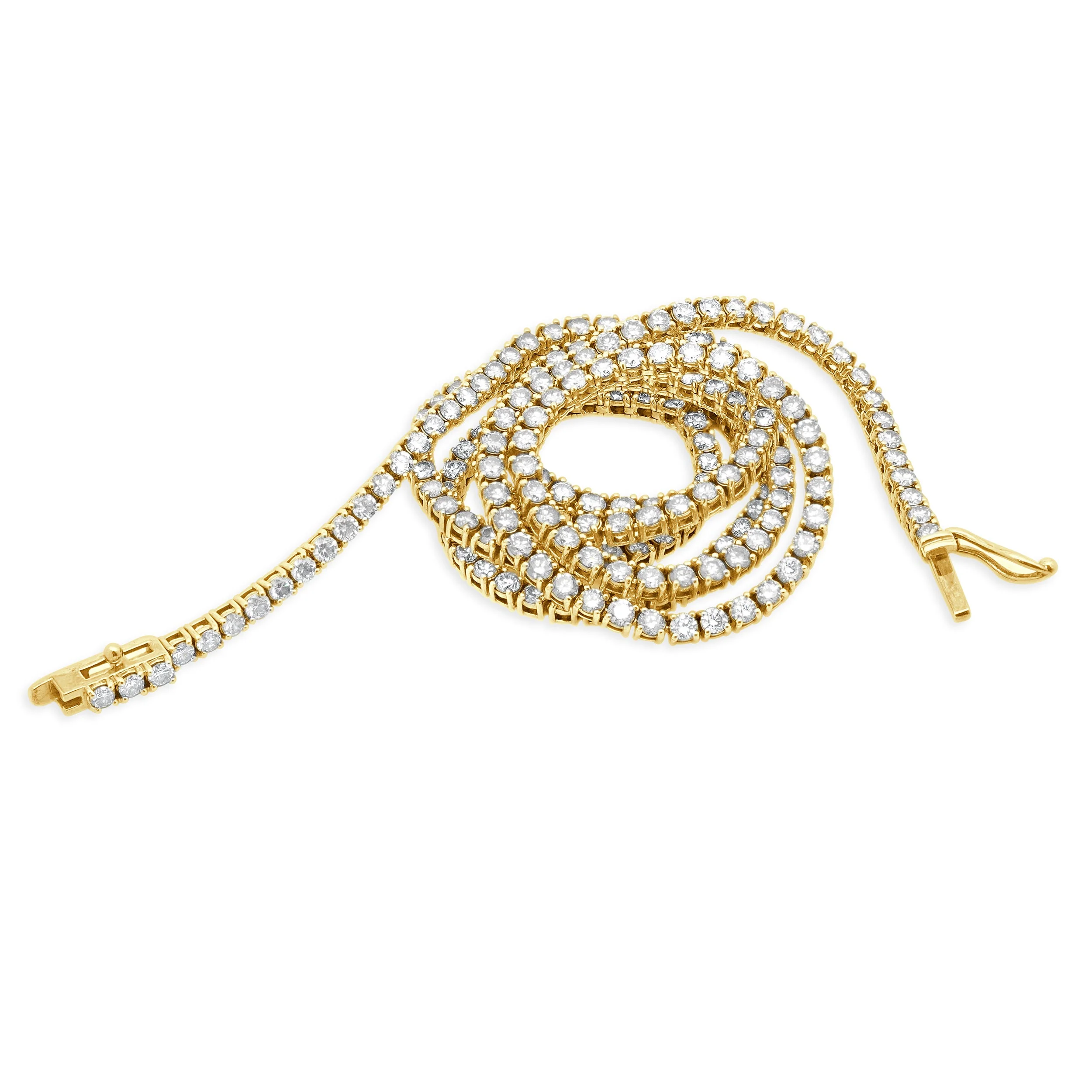 14 Karat Yellow Gold Diamond Inline Tennis Necklace - Image 3