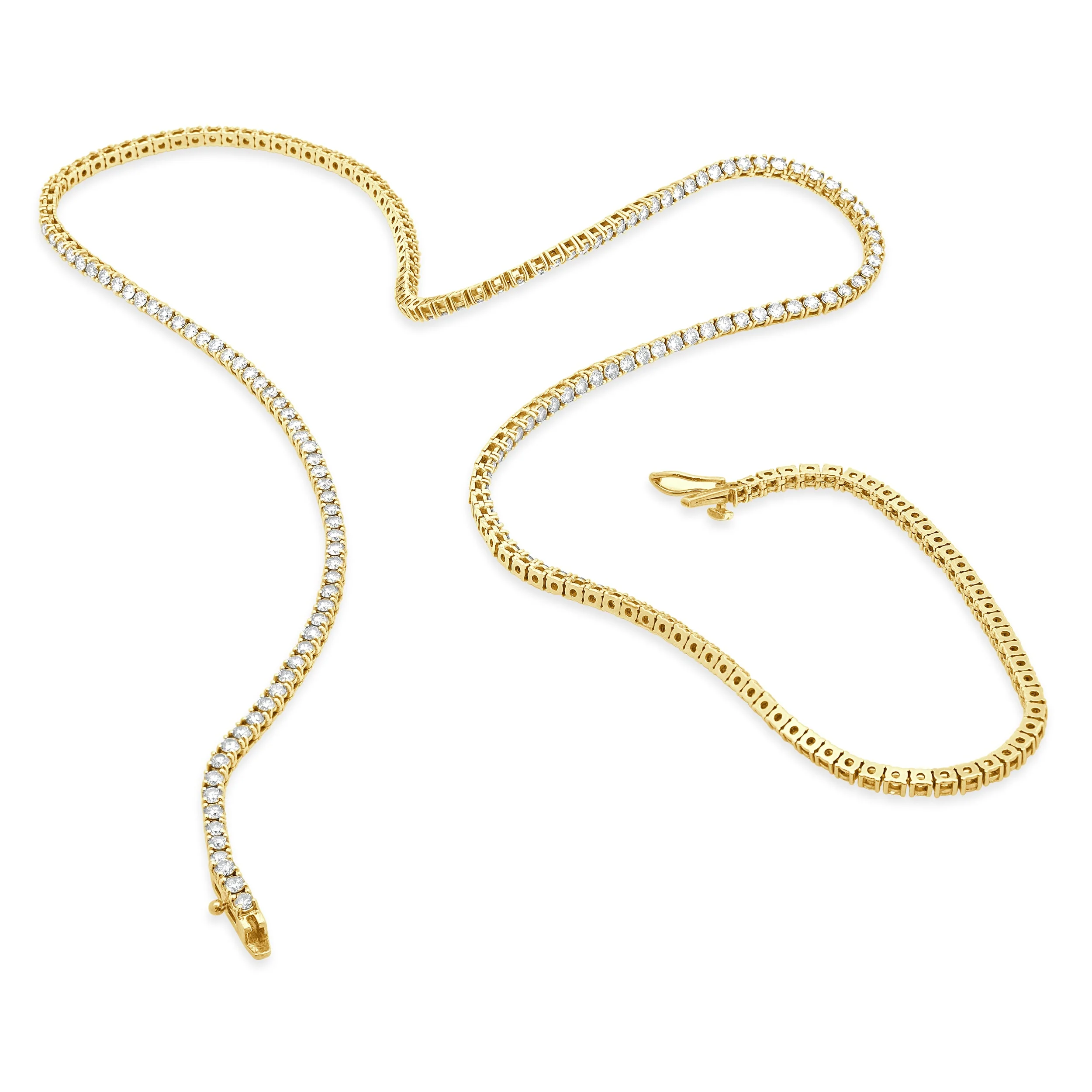 14 Karat Yellow Gold Diamond Inline Tennis Necklace - Image 4