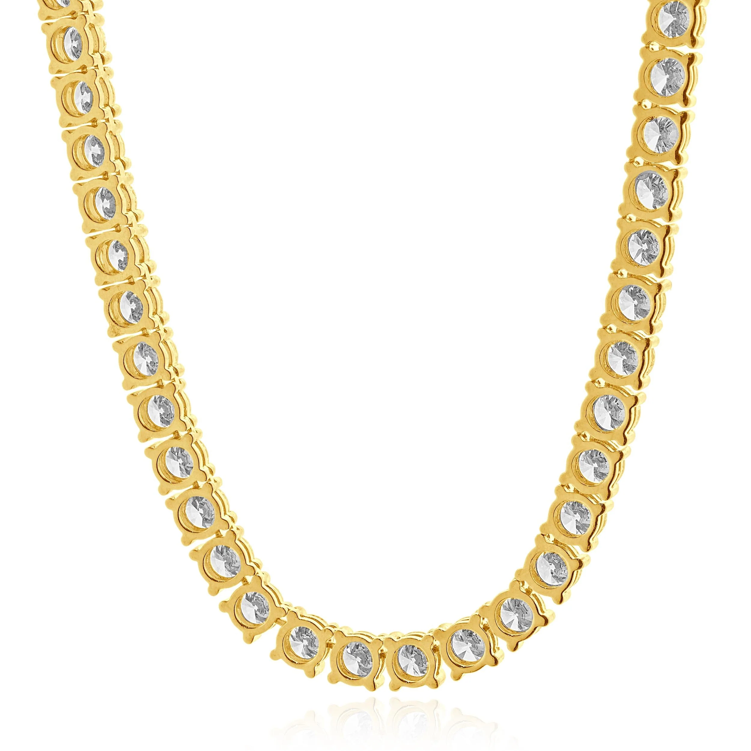14 Karat Yellow Gold Diamond Inline Tennis Necklace - Image 3