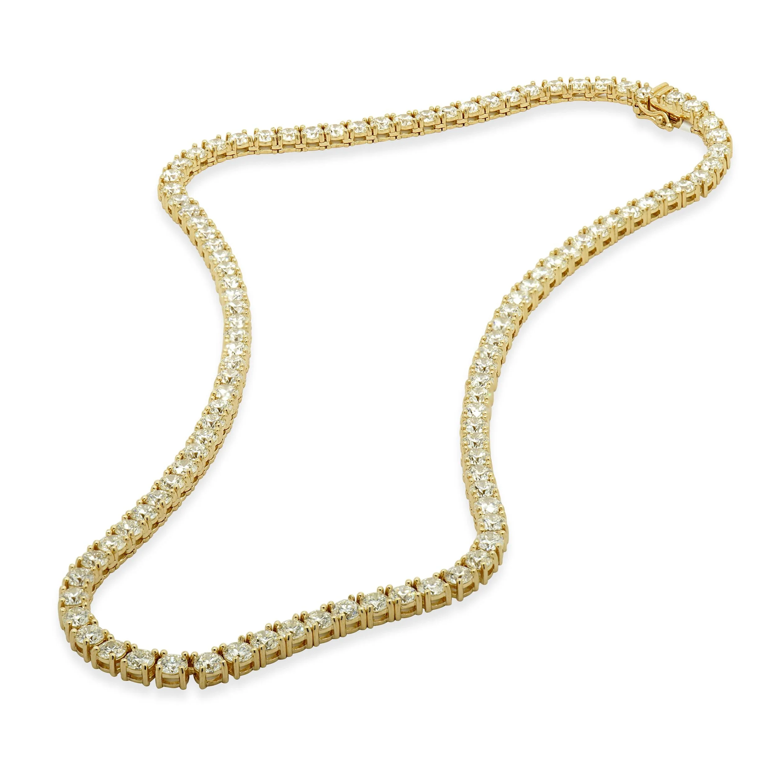 14 Karat Yellow Gold Diamond Inline Tennis Necklace - Image 4