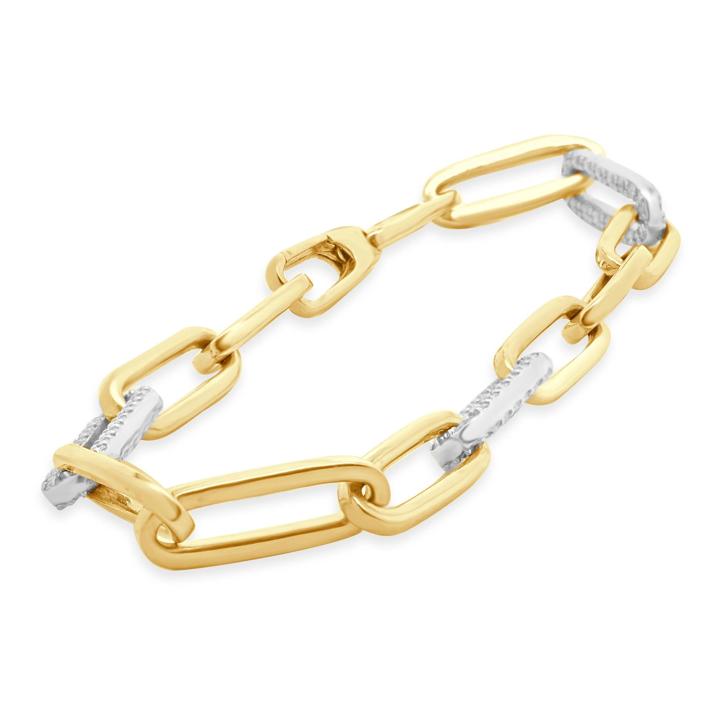 14 Karat Yellow Gold Diamond Paperclip Bracelet - Image 2