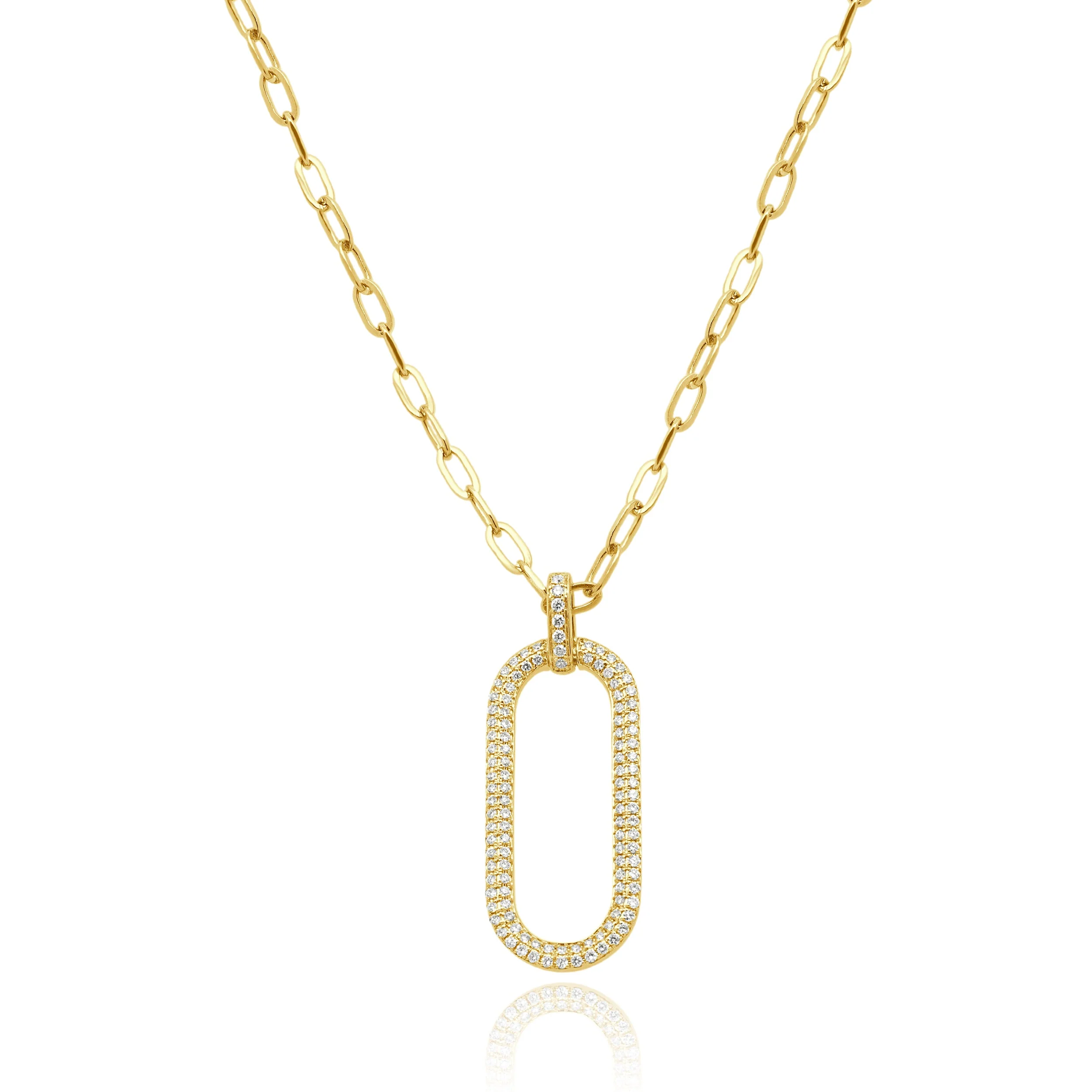 14 Karat Yellow Gold Diamond Paperclip Necklace - Image 4