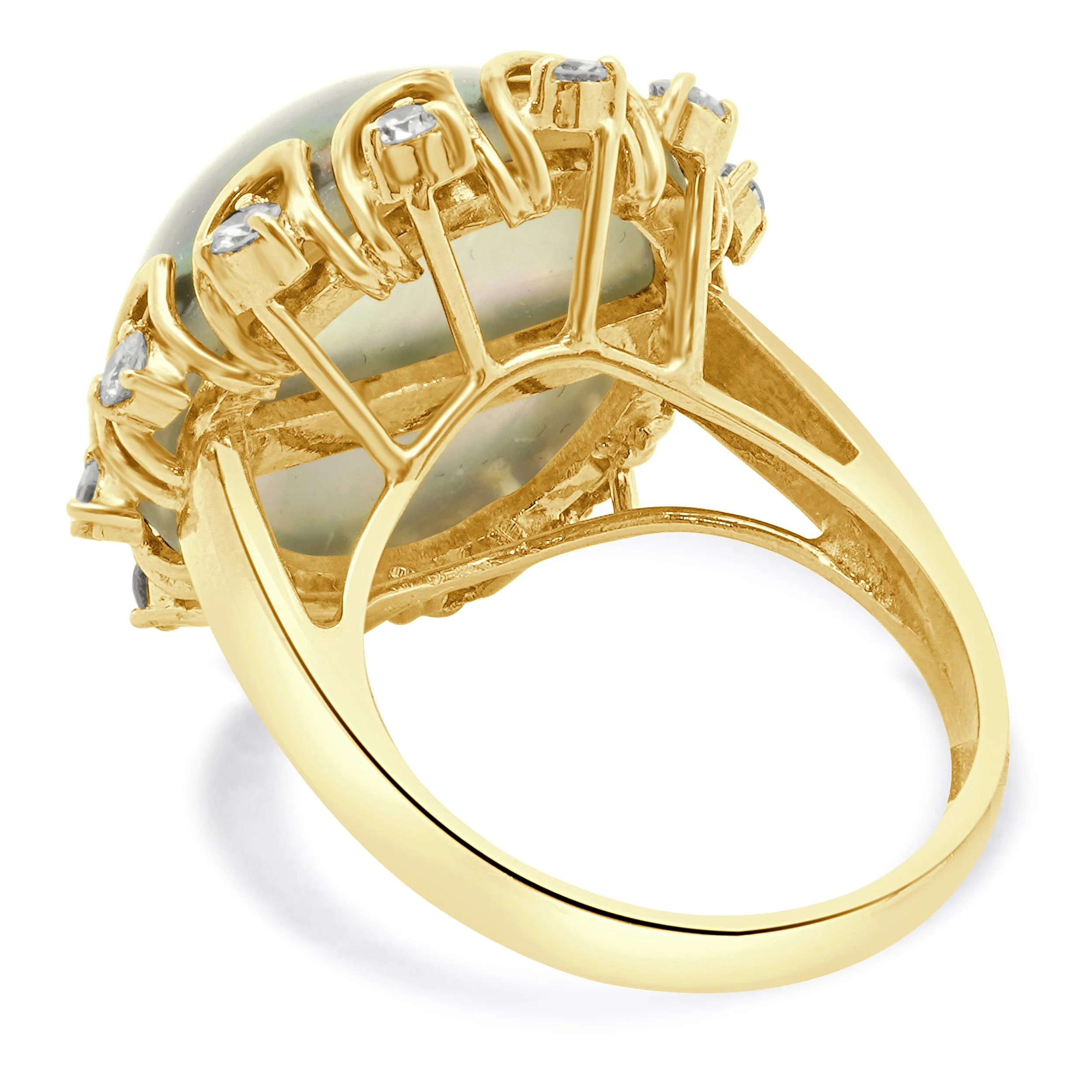 14 Karat Yellow Gold Diamond Plum Mabe Pearl Ring - Image 4