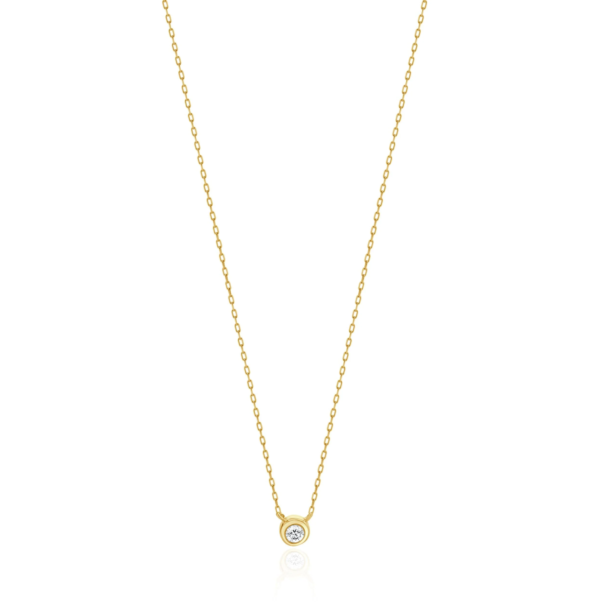 14 Karat Yellow Gold Diamond Solitaire Necklace - Image 2