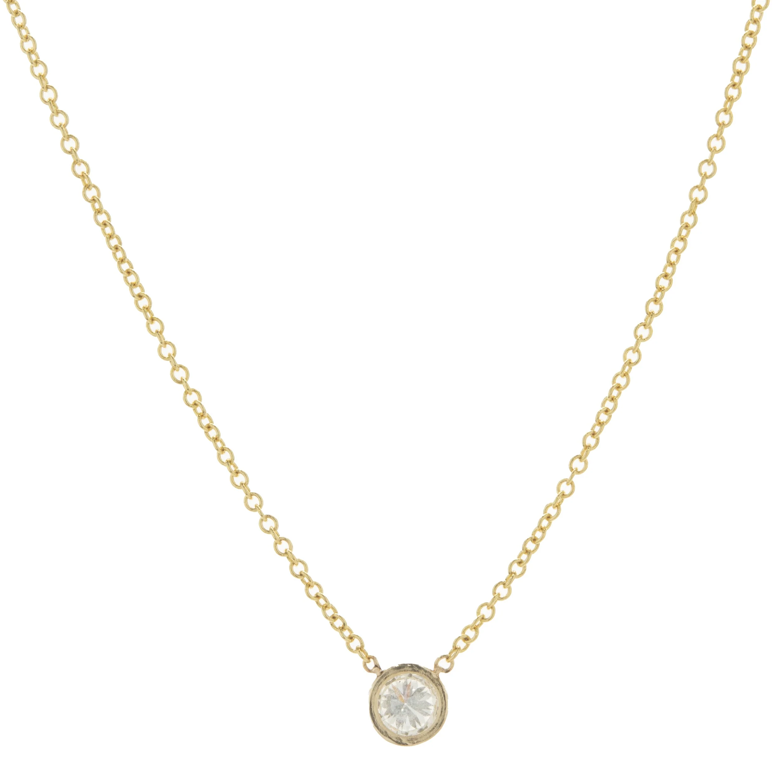 14 Karat Yellow Gold Diamond Solitaire Necklace - Image 2