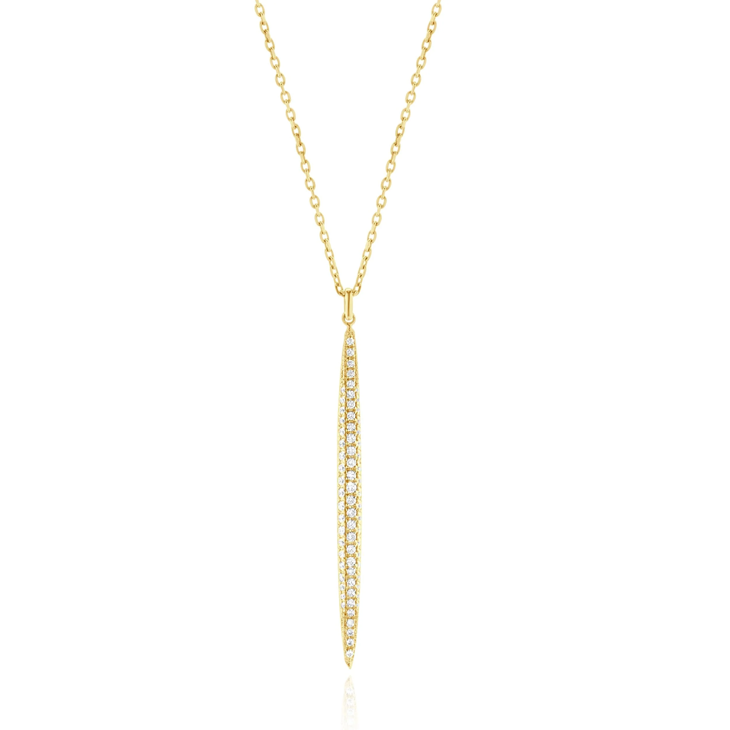 14 Karat Yellow Gold Diamond Spear Necklace