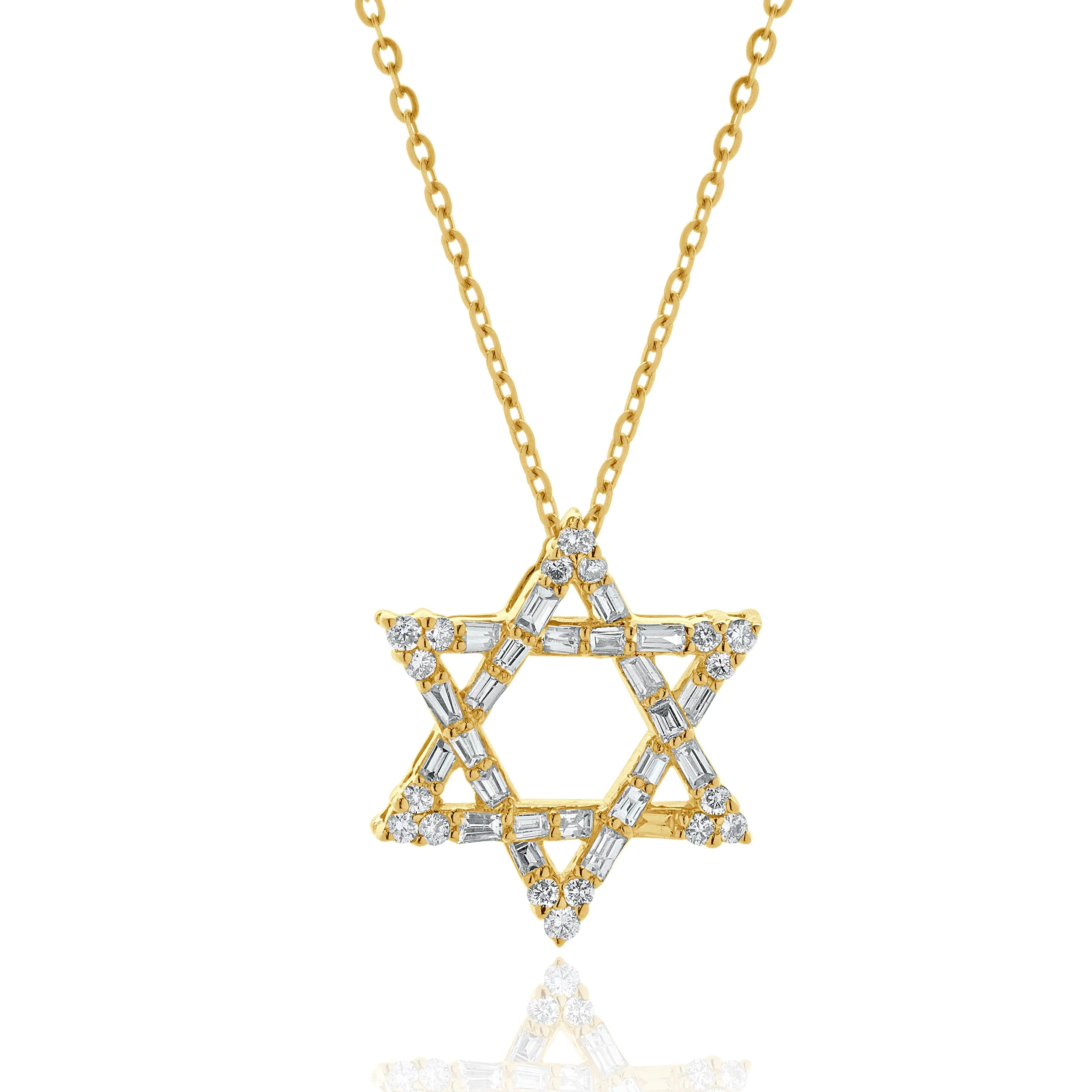 14 Karat Yellow Gold Diamond Star of David Necklace - Image 2