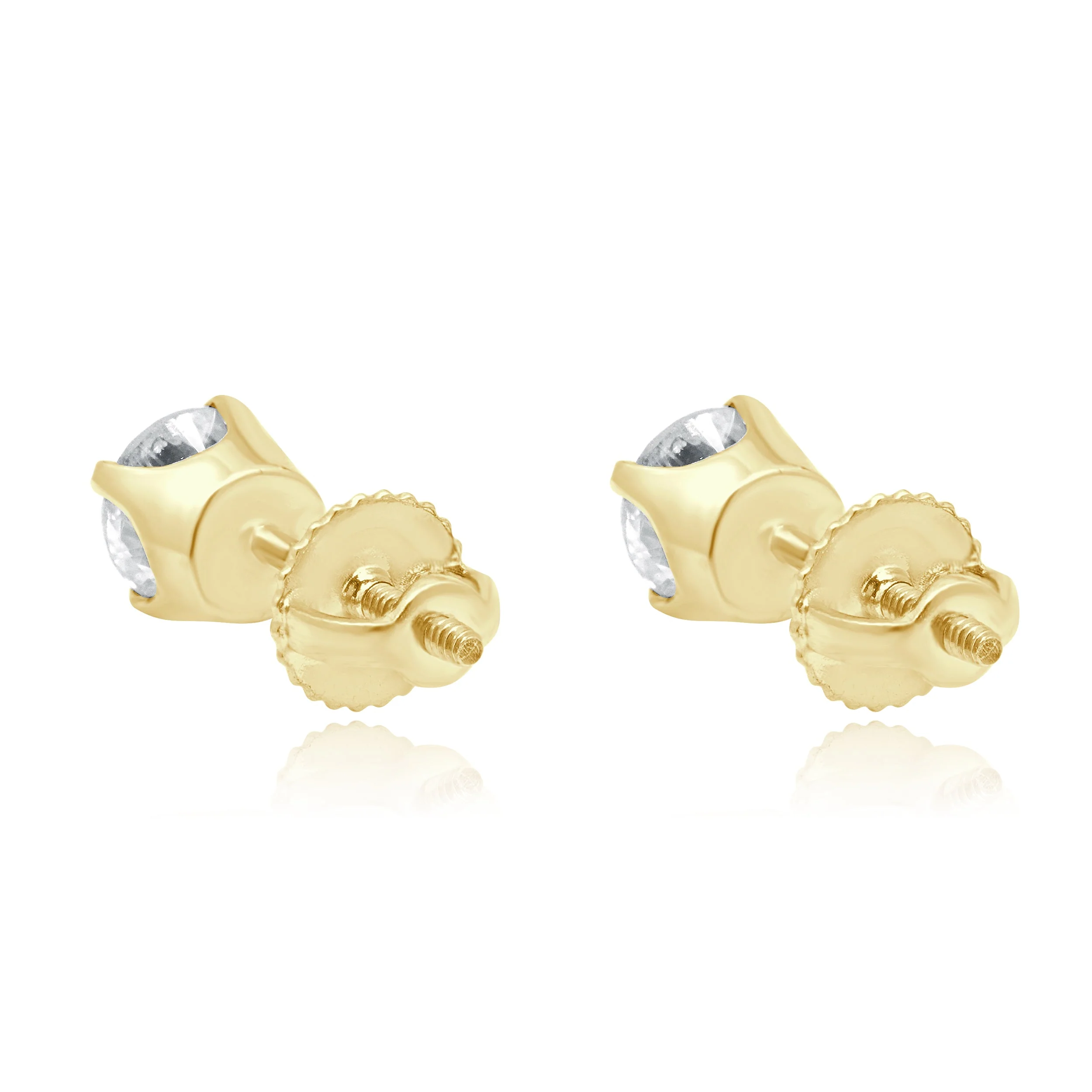 14 Karat Yellow Gold Diamond Stud Earrings - Image 3
