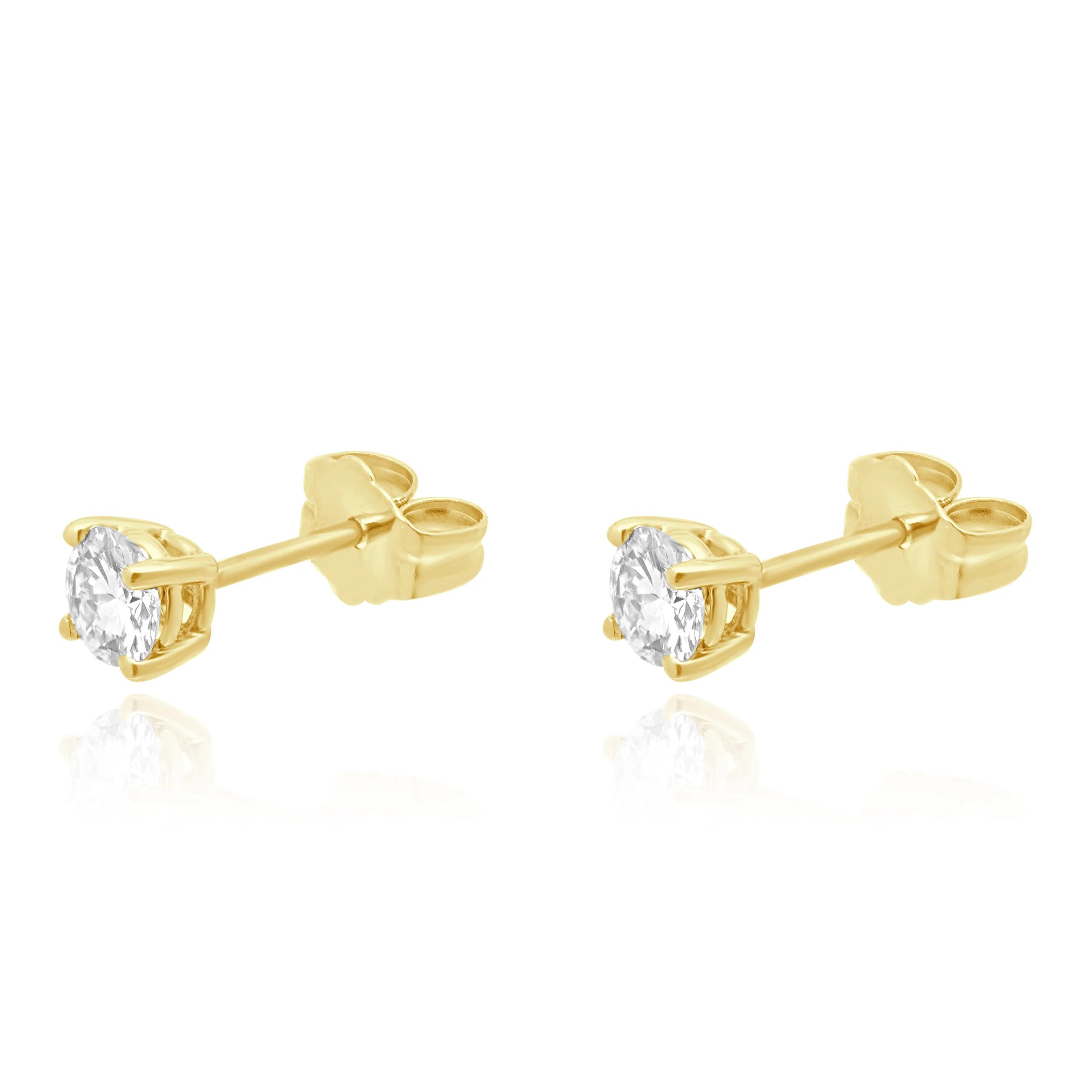 14 Karat Yellow Gold Diamond Stud Earrings - Image 2