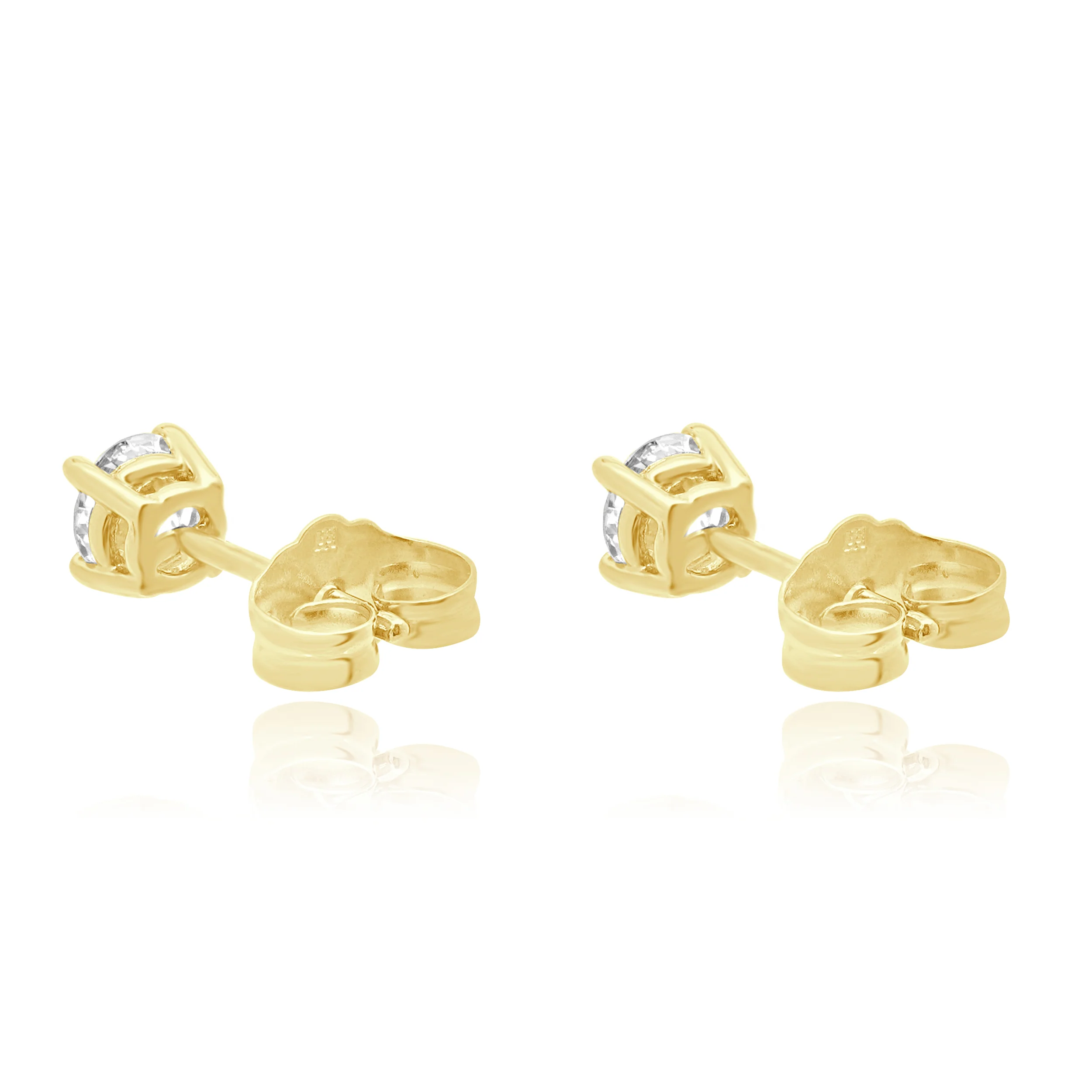 14 Karat Yellow Gold Diamond Stud Earrings - Image 3