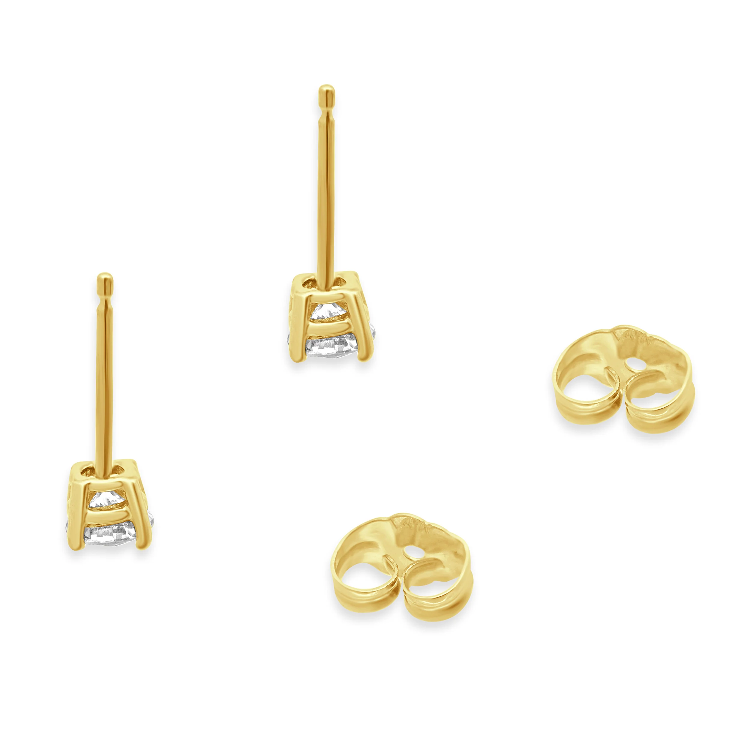 14 Karat Yellow Gold Diamond Stud Earrings - Image 4