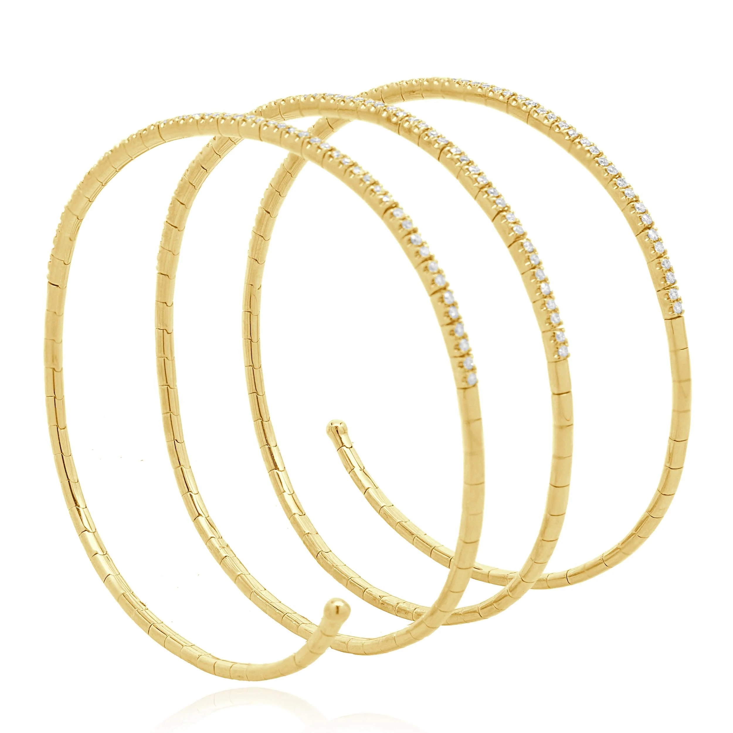 14 Karat Yellow Gold Diamond Triple Wrap Bracelet - Image 4