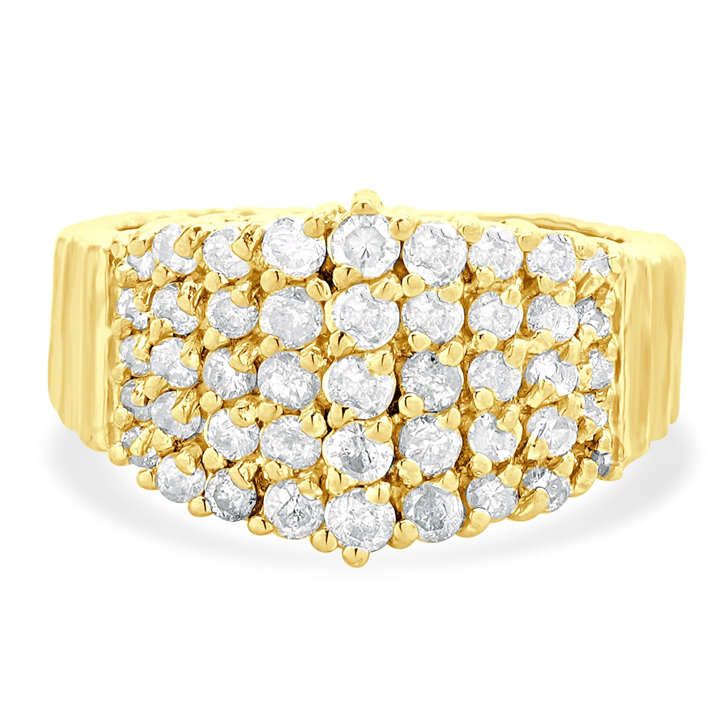 14 Karat Yellow Gold Diamond Waterfall Ring